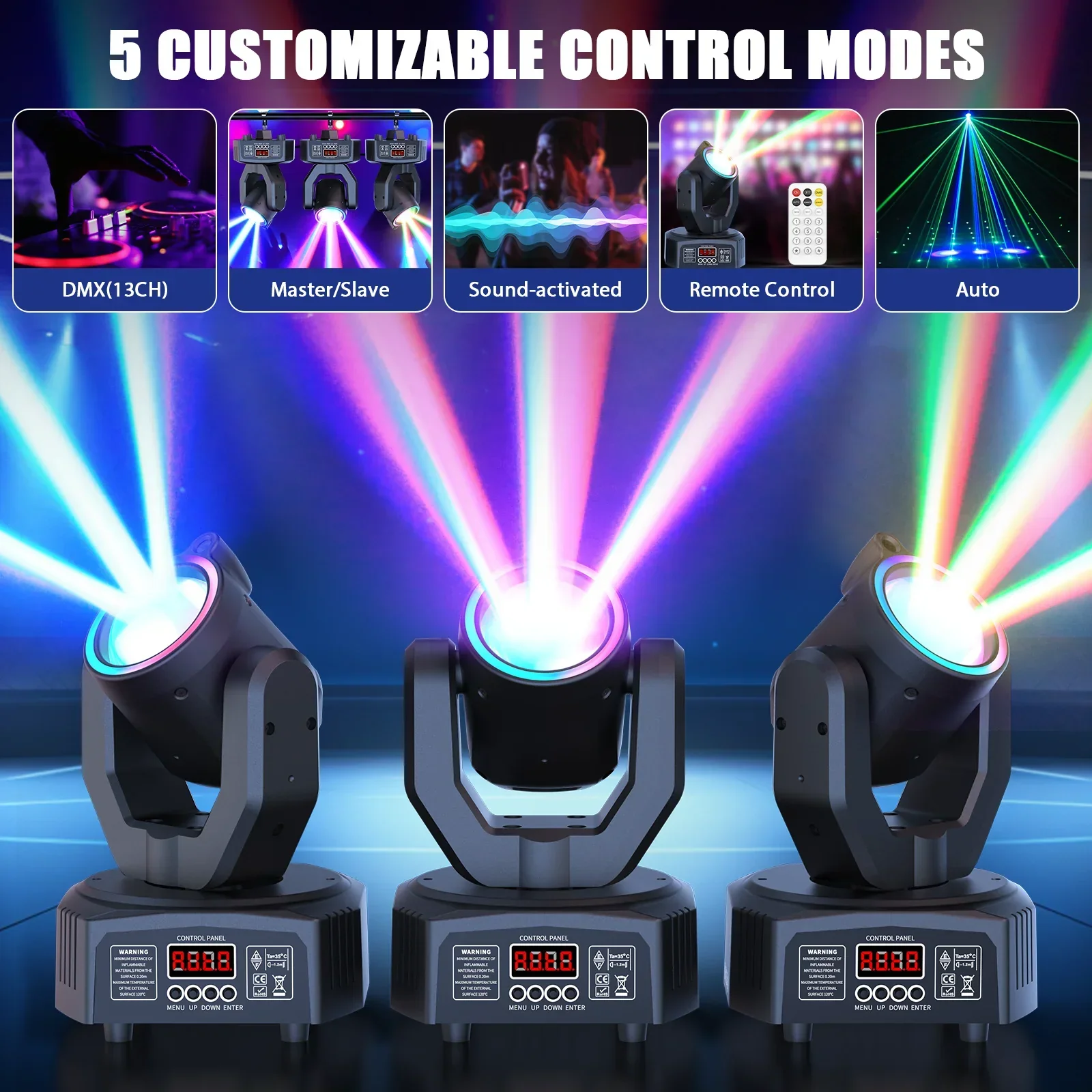 U'King 30W Mini Moving Head LED RGBW Spot Beam Stage Light DMX DJ Party Disco - Image 5