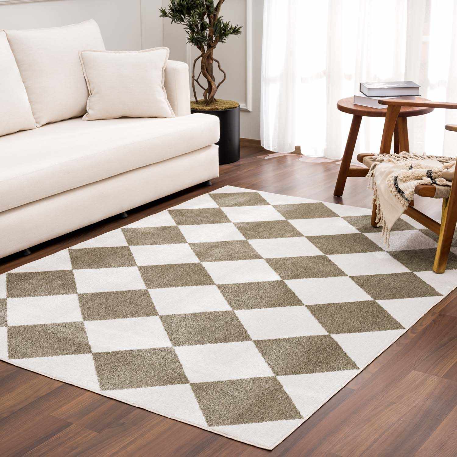 Ulric Green Diamond Washable Area Rug - Image 2