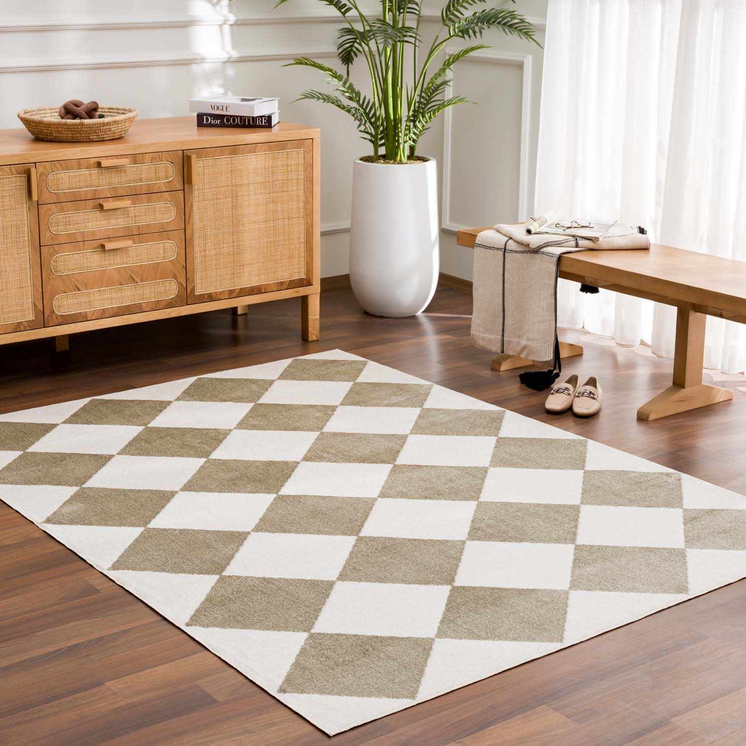 Ulric Green Diamond Washable Area Rug - Image 3