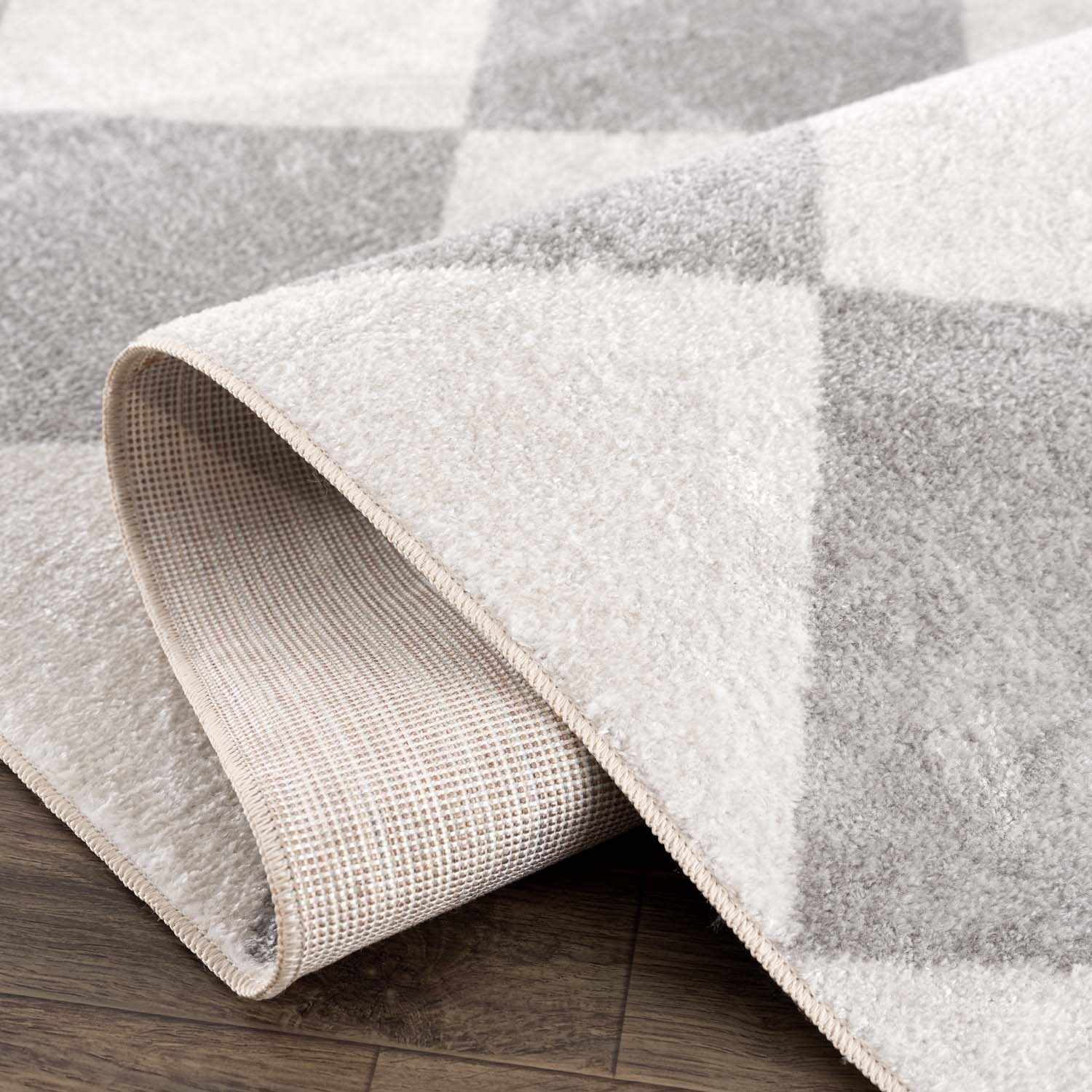 Ulric Light Gray Diamond Washable Area Rug - Image 7
