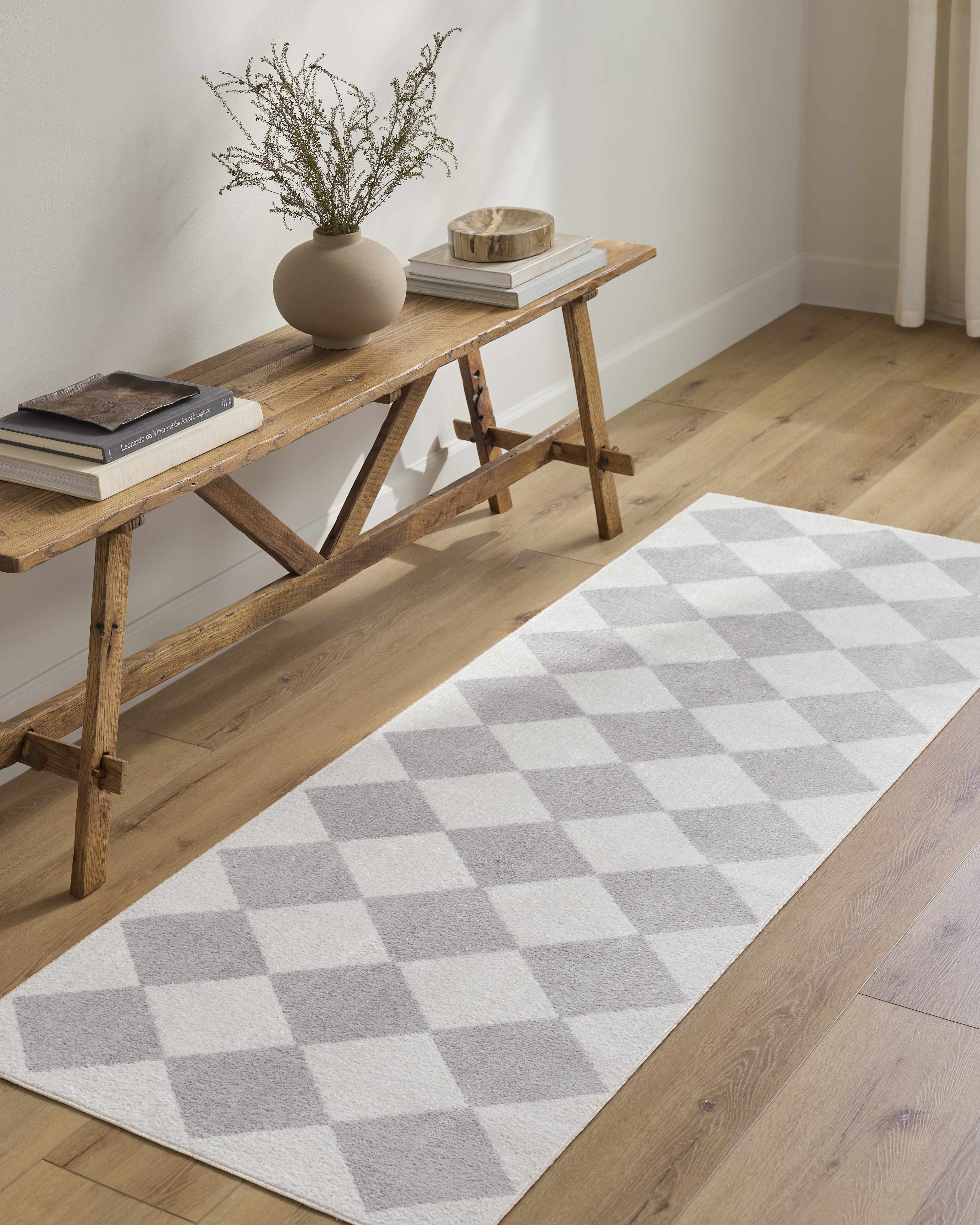 Ulric Light Gray Diamond Washable Area Rug - Image 9