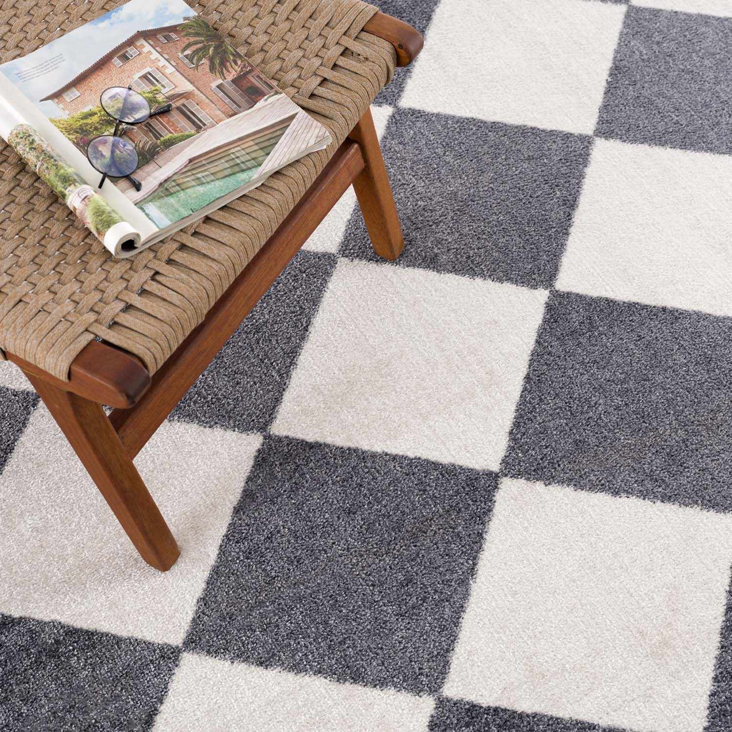 Ulric Navy Blue Diamond Washable Area Rug - Image 4
