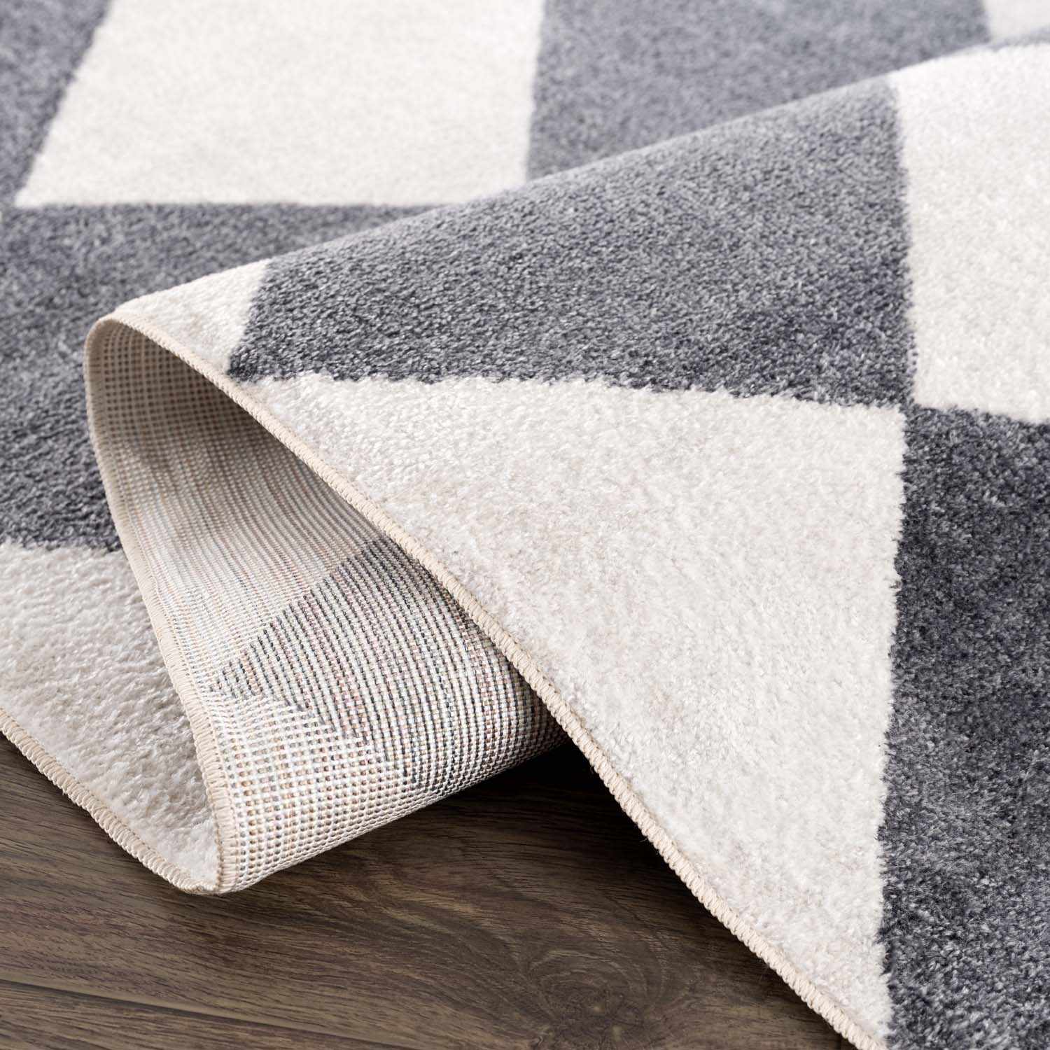 Ulric Navy Blue Diamond Washable Area Rug - Image 7