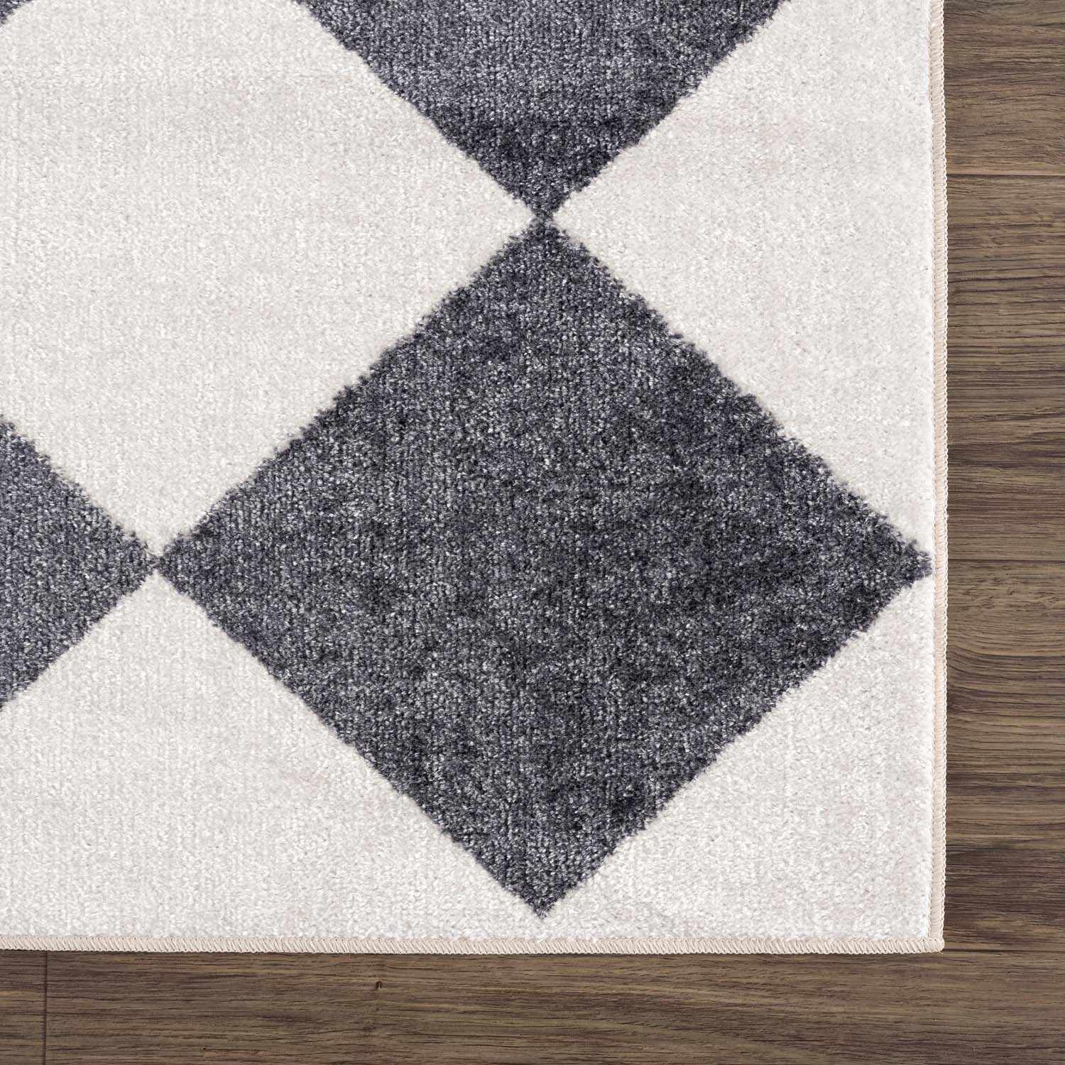 Ulric Navy Blue Diamond Washable Area Rug - Image 8