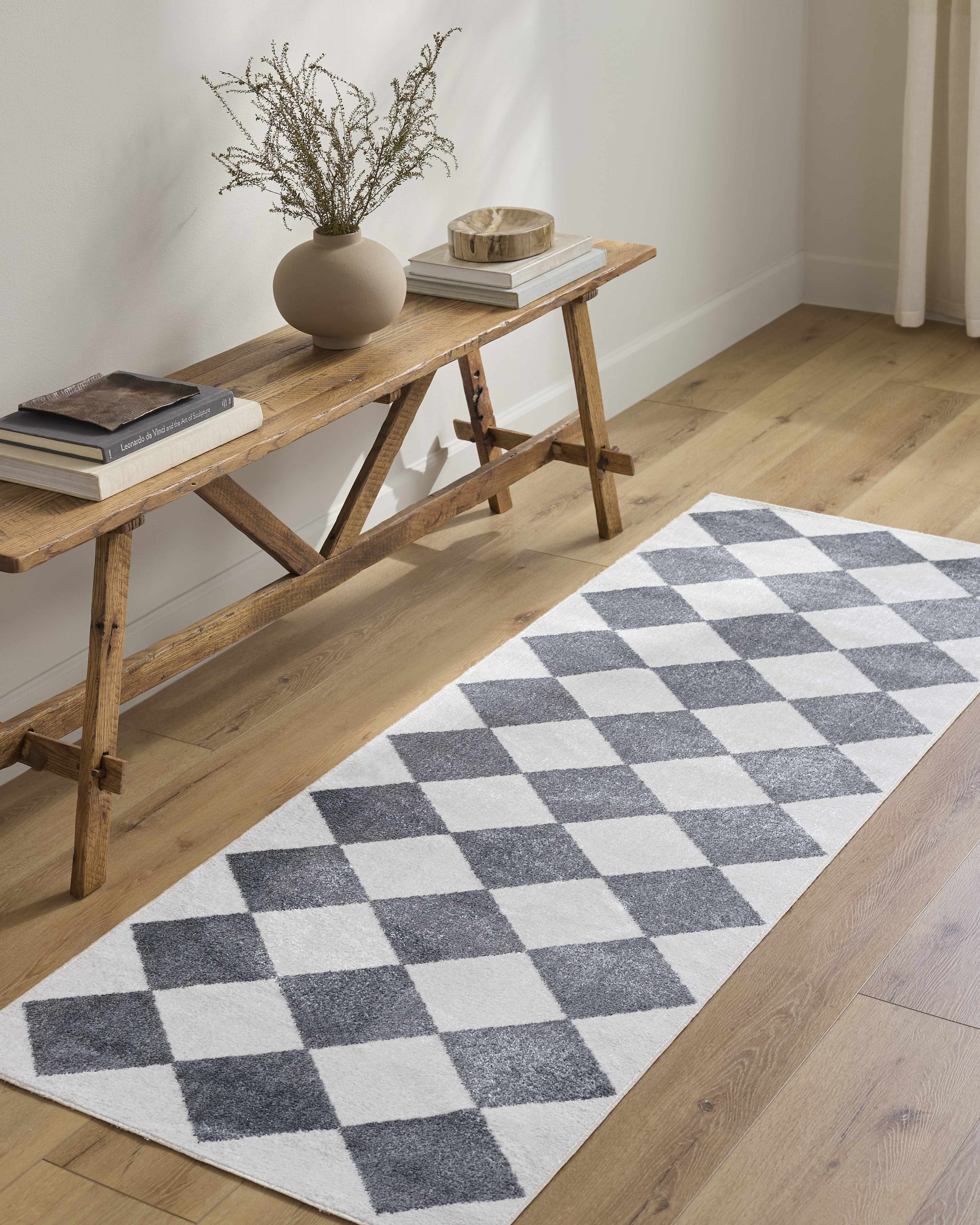 Ulric Navy Blue Diamond Washable Area Rug - Image 9