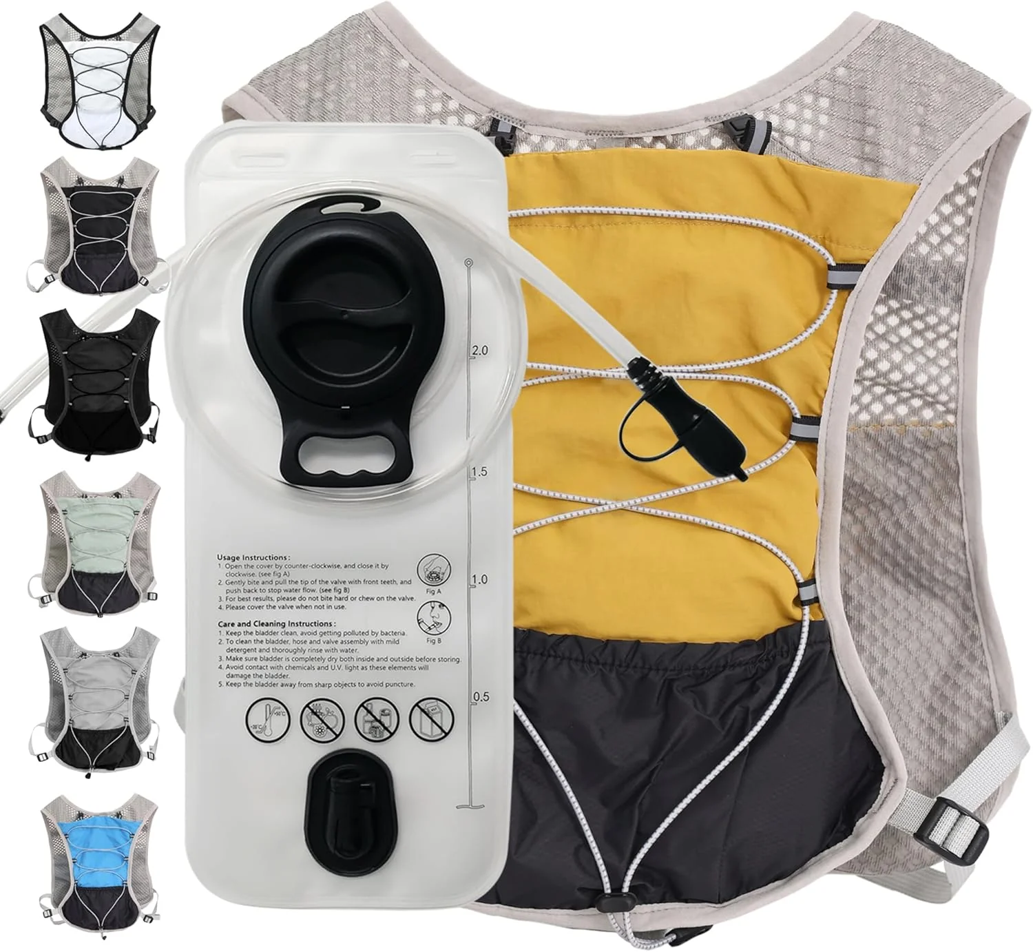 Ultra Lightweight Running Hydration Vest 2L Bladder 6 Pocket Pack 103g - Image 11