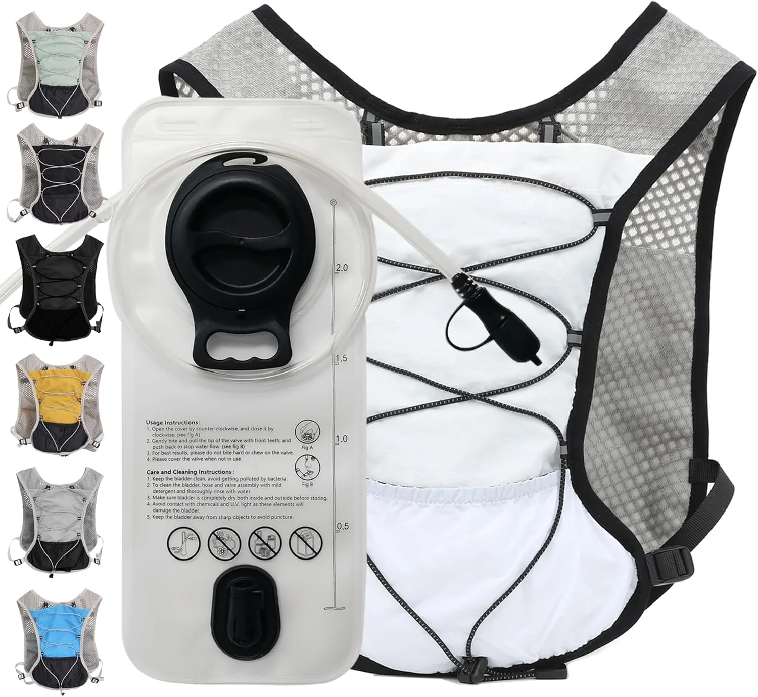 Ultra Lightweight Running Hydration Vest 2L Bladder 6 Pocket Pack 103g - Image 12