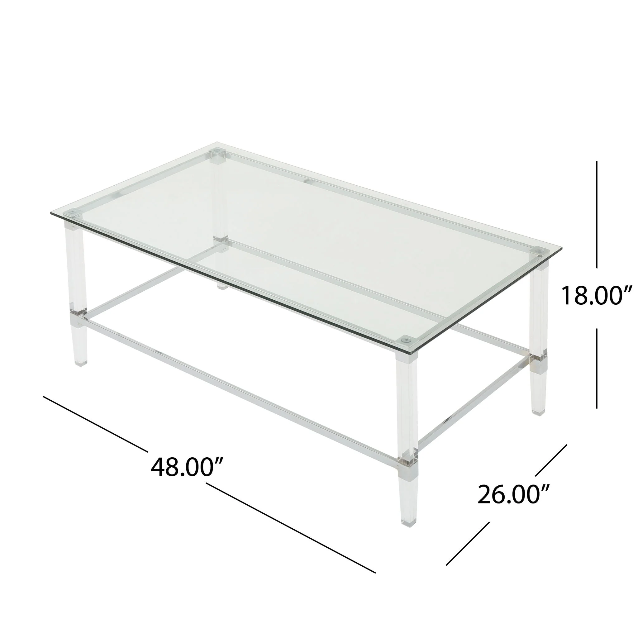 Ultra Modern Rectangle Coffee Table With Tempered Glass Surface - Clear - Image 2