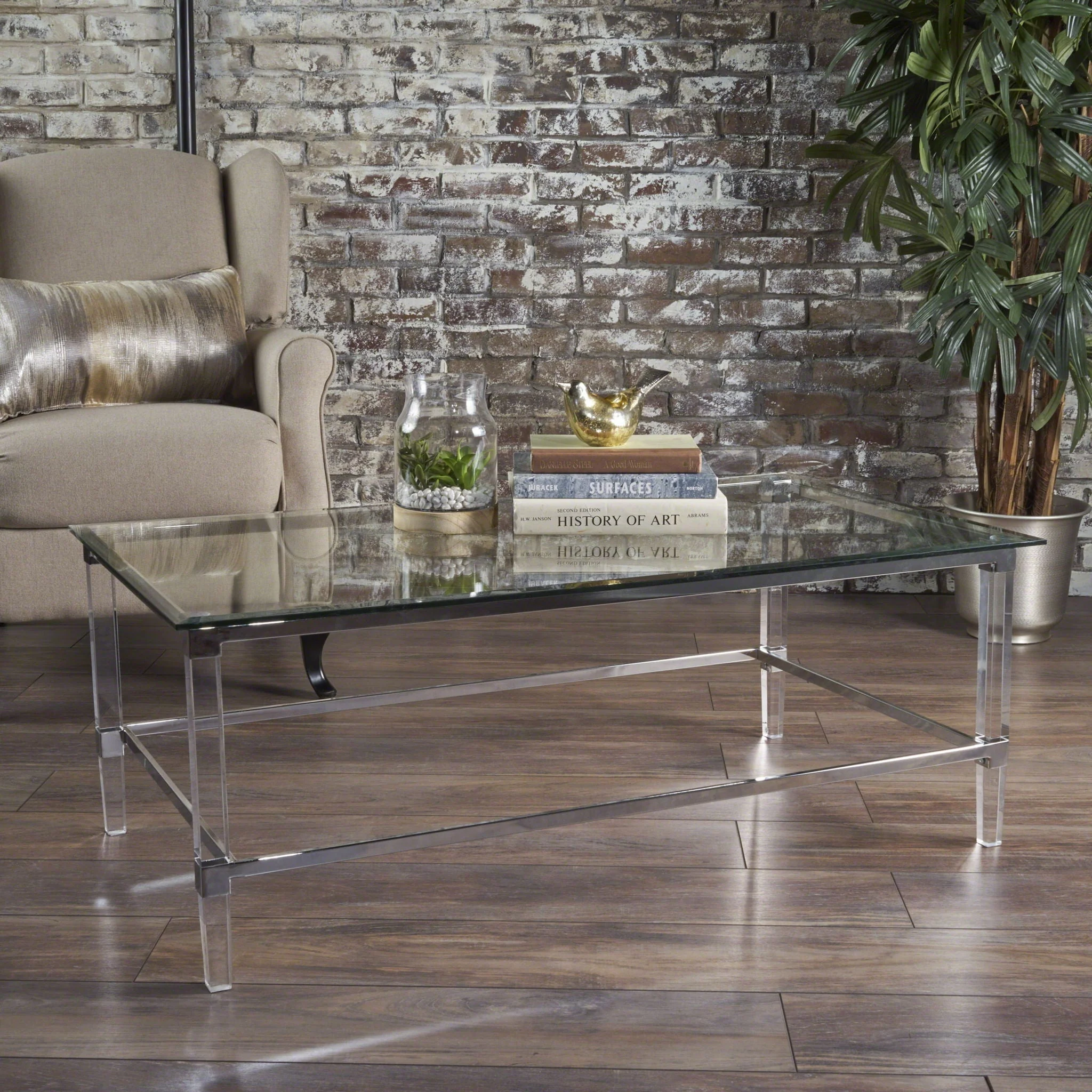 Ultra Modern Rectangle Coffee Table With Tempered Glass Surface - Clear - Image 4
