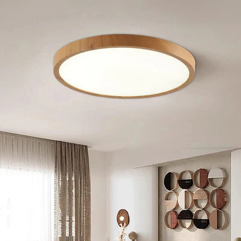 Ultra-Thin Flush Mount Ceiling Light with Wood Frame – LED Indoor Lighting for Modern Interiors - Image 2