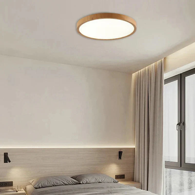 Ultra-Thin Flush Mount Ceiling Light with Wood Frame – LED Indoor Lighting for Modern Interiors - Image 3