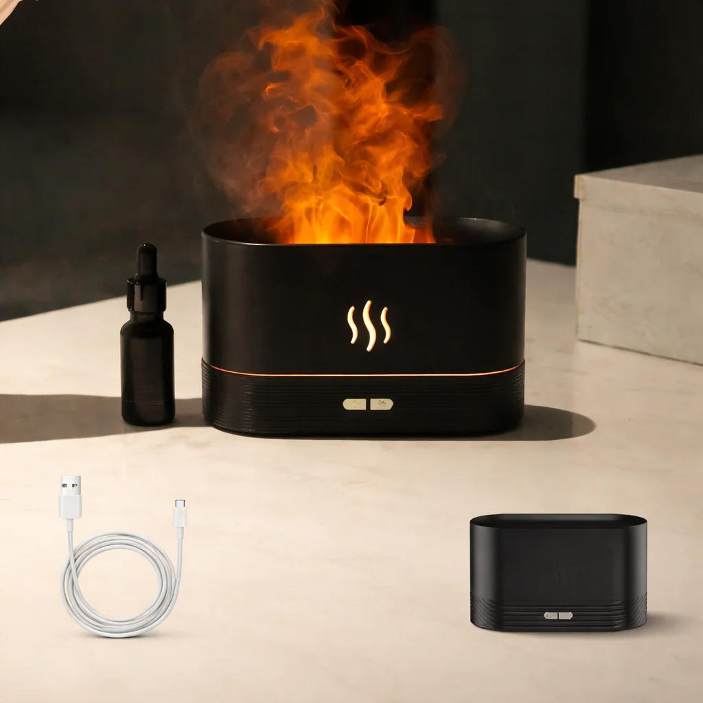 Ultrasonic Aroma Diffuser Essential Oil Humidifier Cool Mist Flame Effect LED Lamp - Image 11