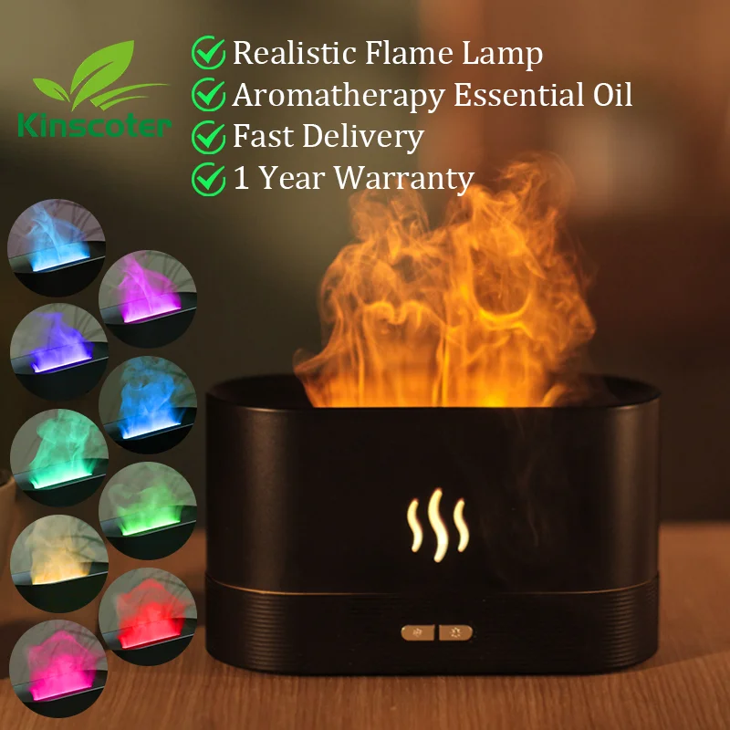 Ultrasonic Aroma Diffuser Essential Oil Humidifier Cool Mist Flame Effect LED Lamp - Image 2
