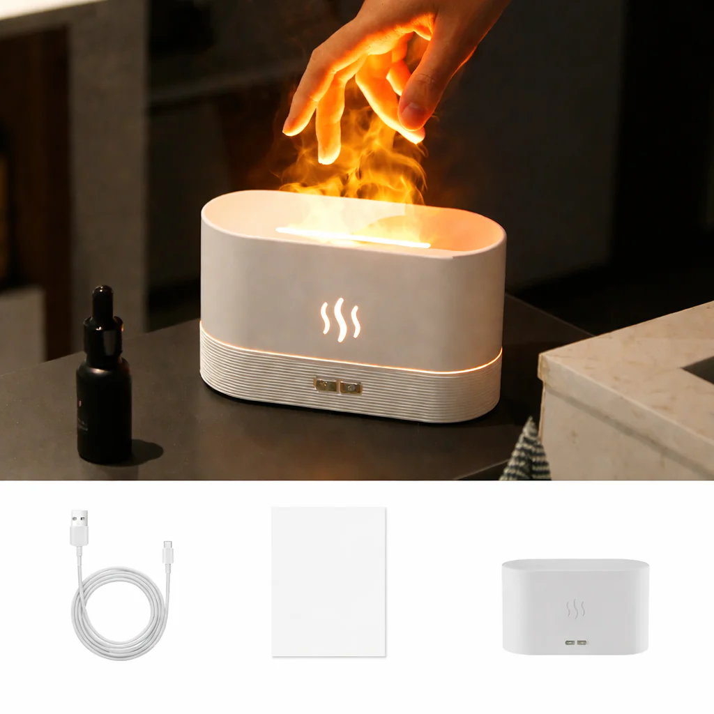 Ultrasonic Aroma Diffuser Essential Oil Humidifier Cool Mist Flame Effect LED Lamp - Image 8