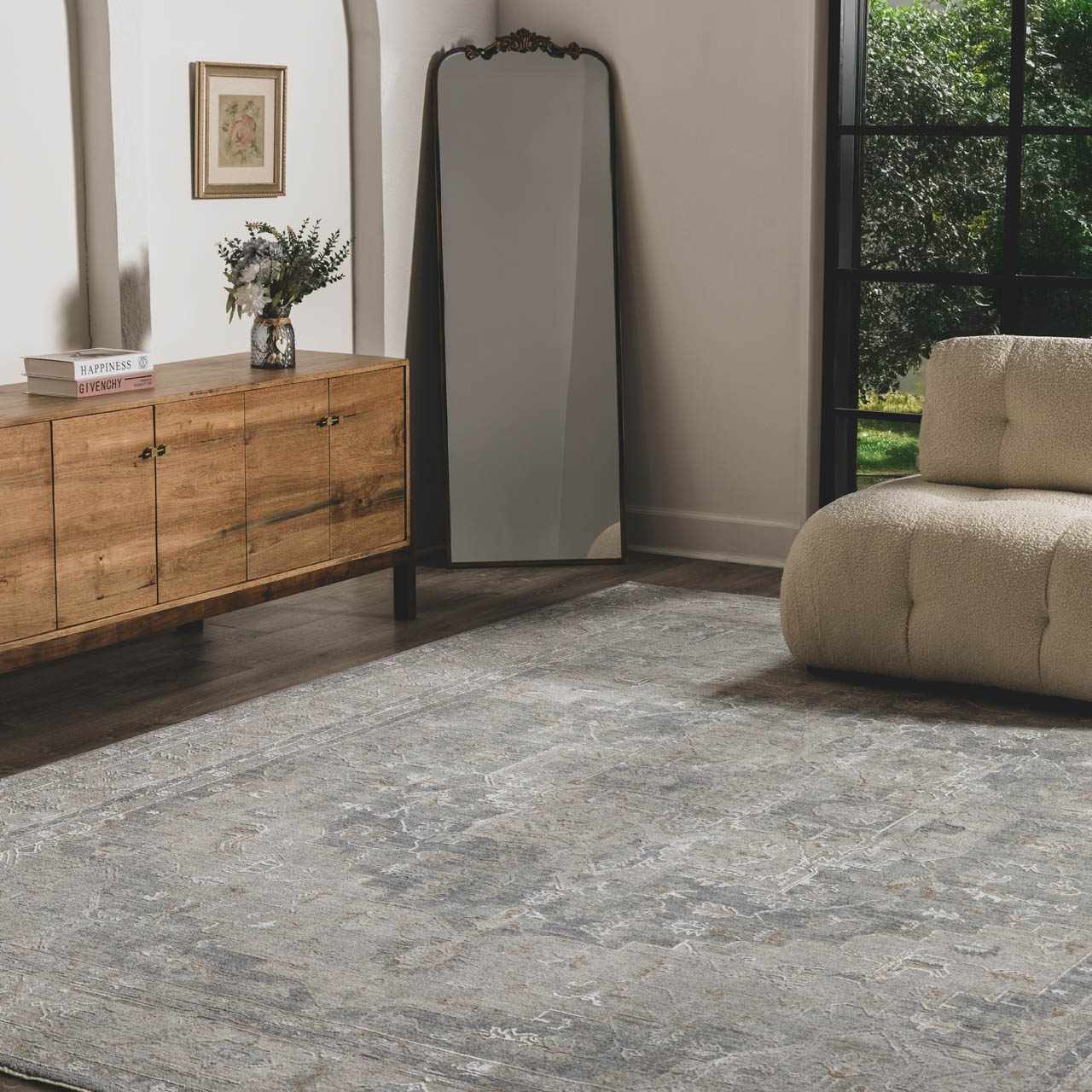 Ulubey Distressed Gray Area Rug - Image 17