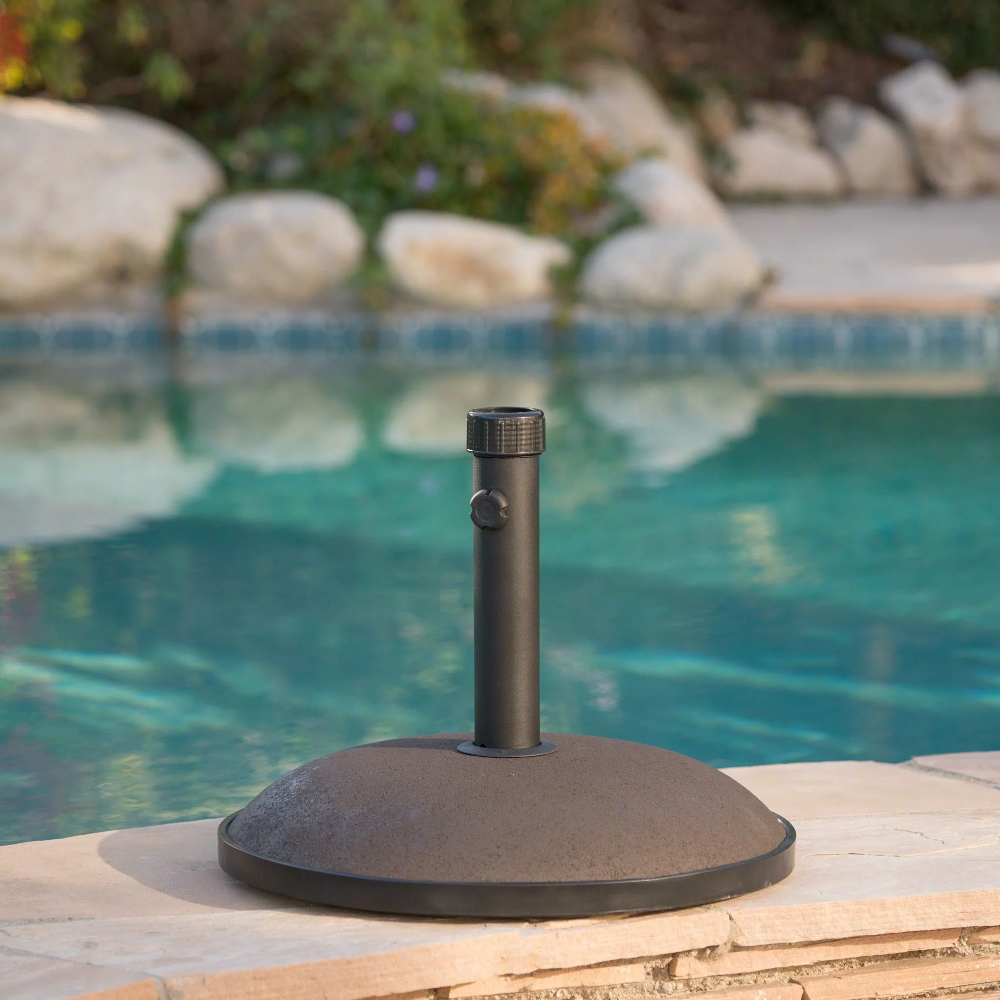 Um Holder Round Umbrella Base 66 lbs Concrete - Brown - Image 2
