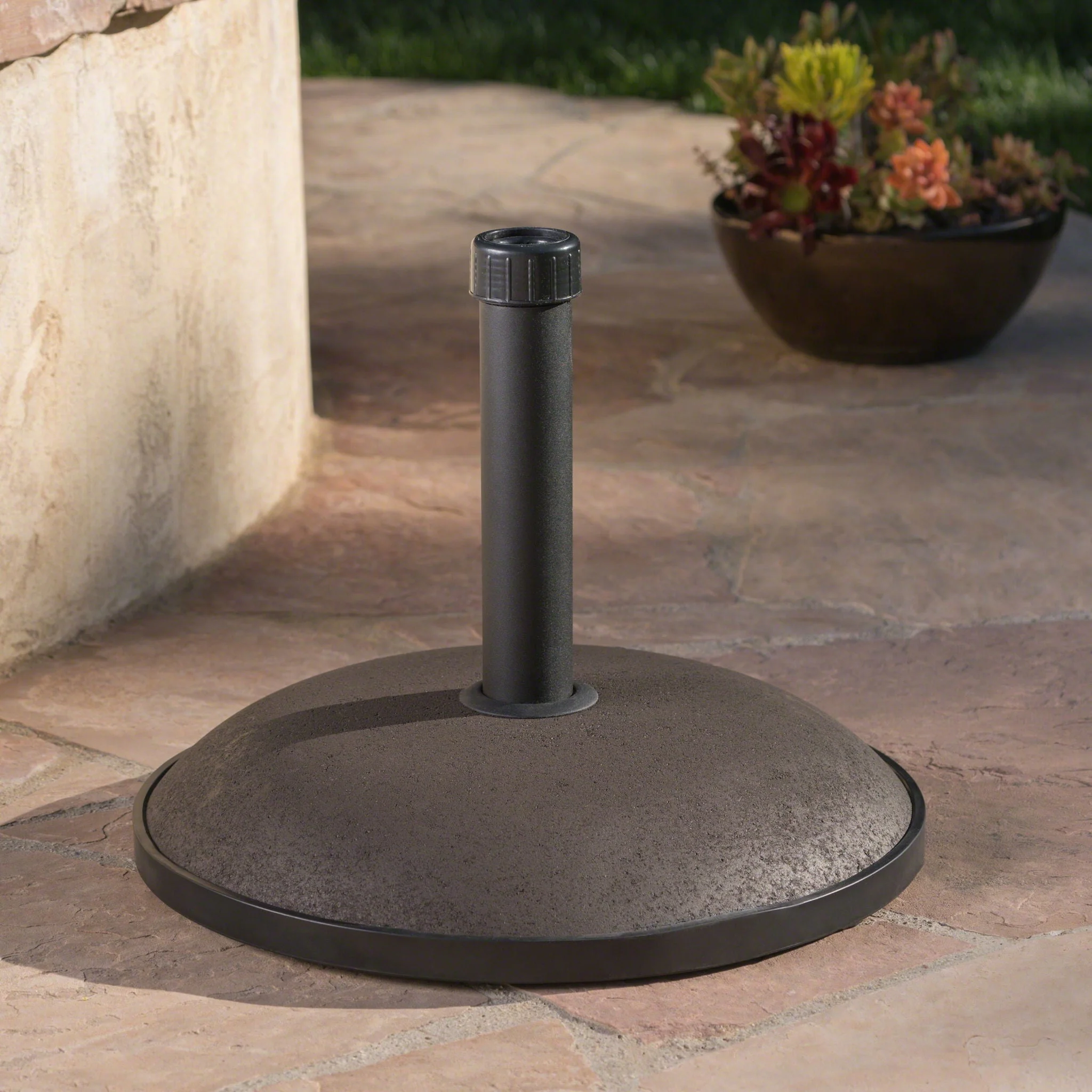 Um Holder Round Umbrella Base 66 lbs Concrete - Brown - Image 3
