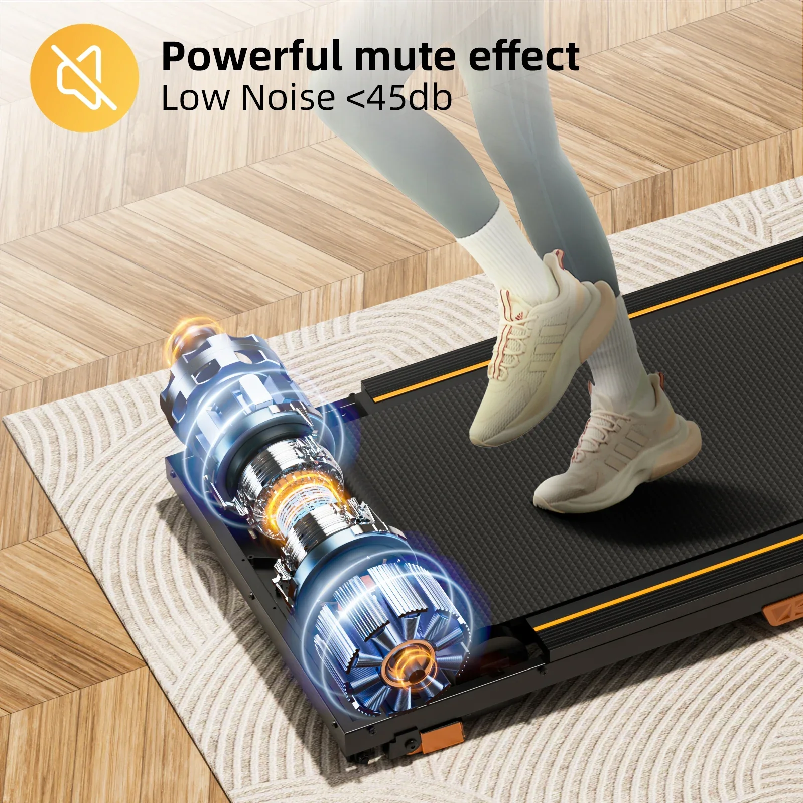 Under Desk Treadmill Walking Pad 2.5HP Incline Portable 330lb Home Mini Treadmill - Image 3