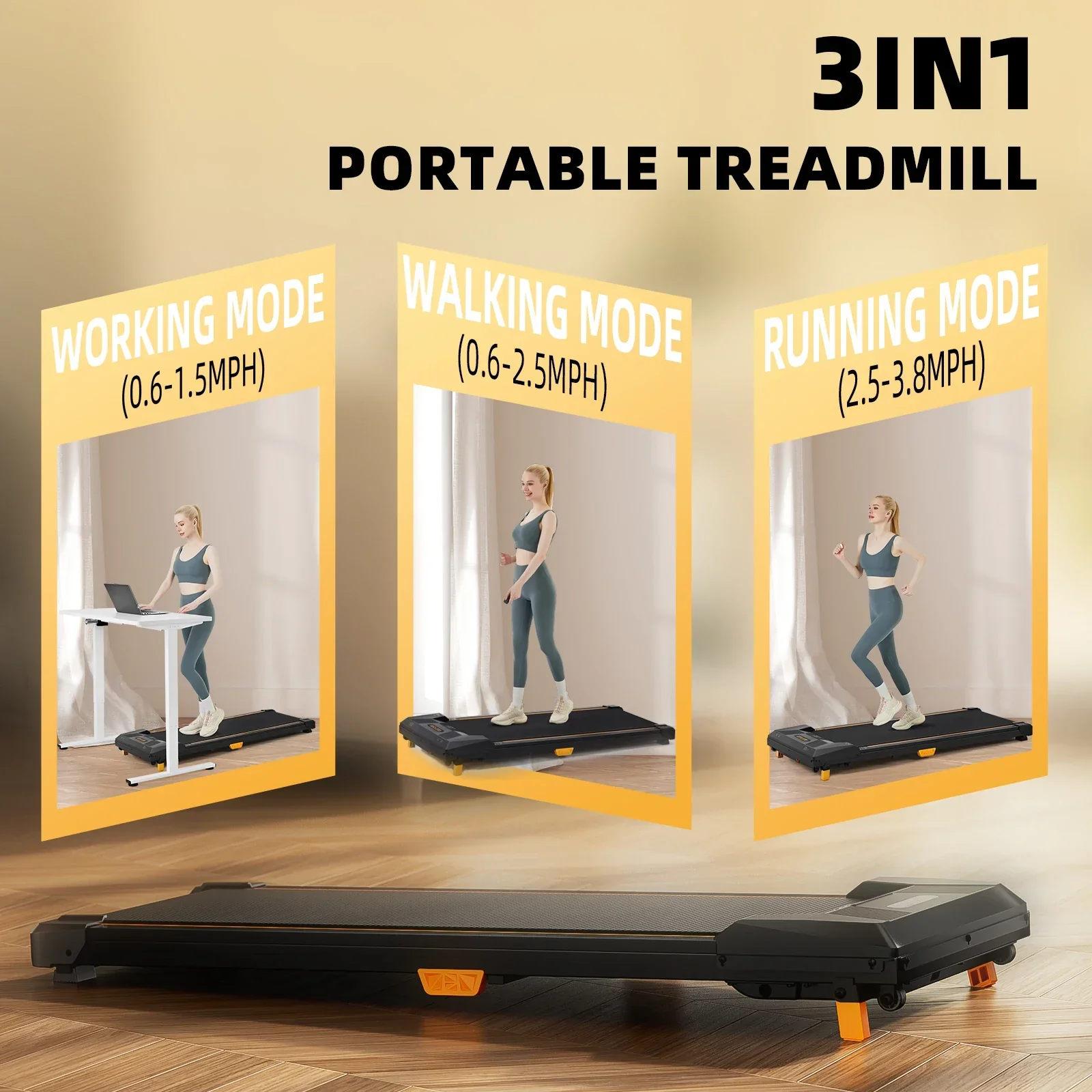 Under Desk Treadmill Walking Pad 2.5HP Incline Portable 330lb Home Mini Treadmill - Image 5