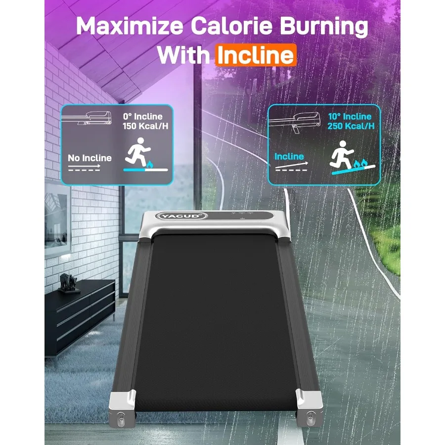 Under Desk Treadmill Walking Pad 2.5HP Portable Jogging Running Machine Remote - Image 2