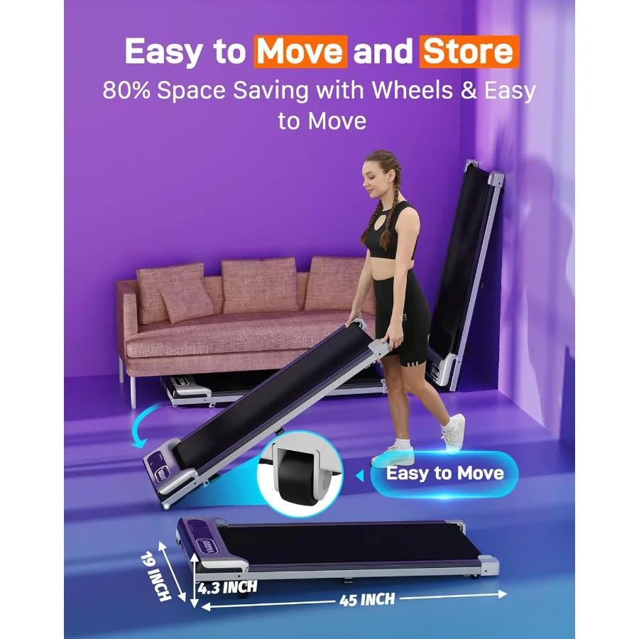 Under Desk Treadmill Walking Pad 2.5HP Portable Jogging Running Machine Remote - Image 6