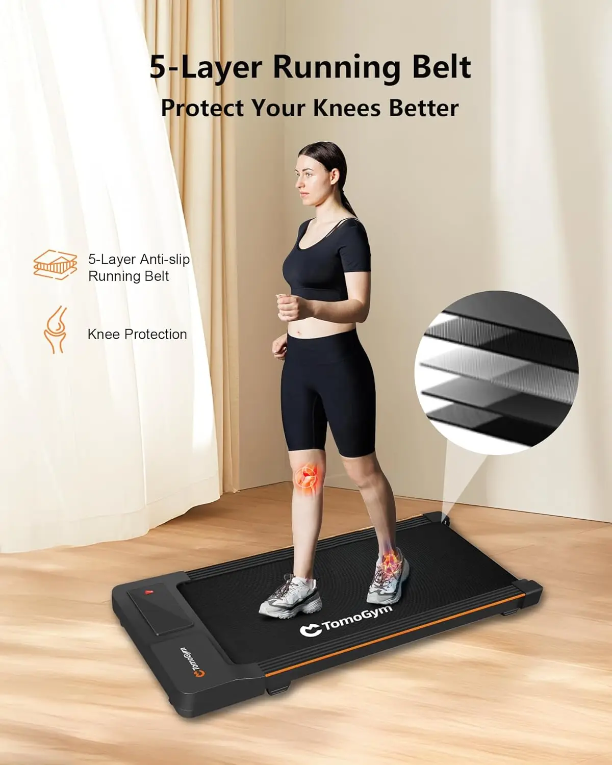 Under Desk Walking Pad Treadmill 2-in-1 Portable Quiet Jogging Machine Home Office - Image 3