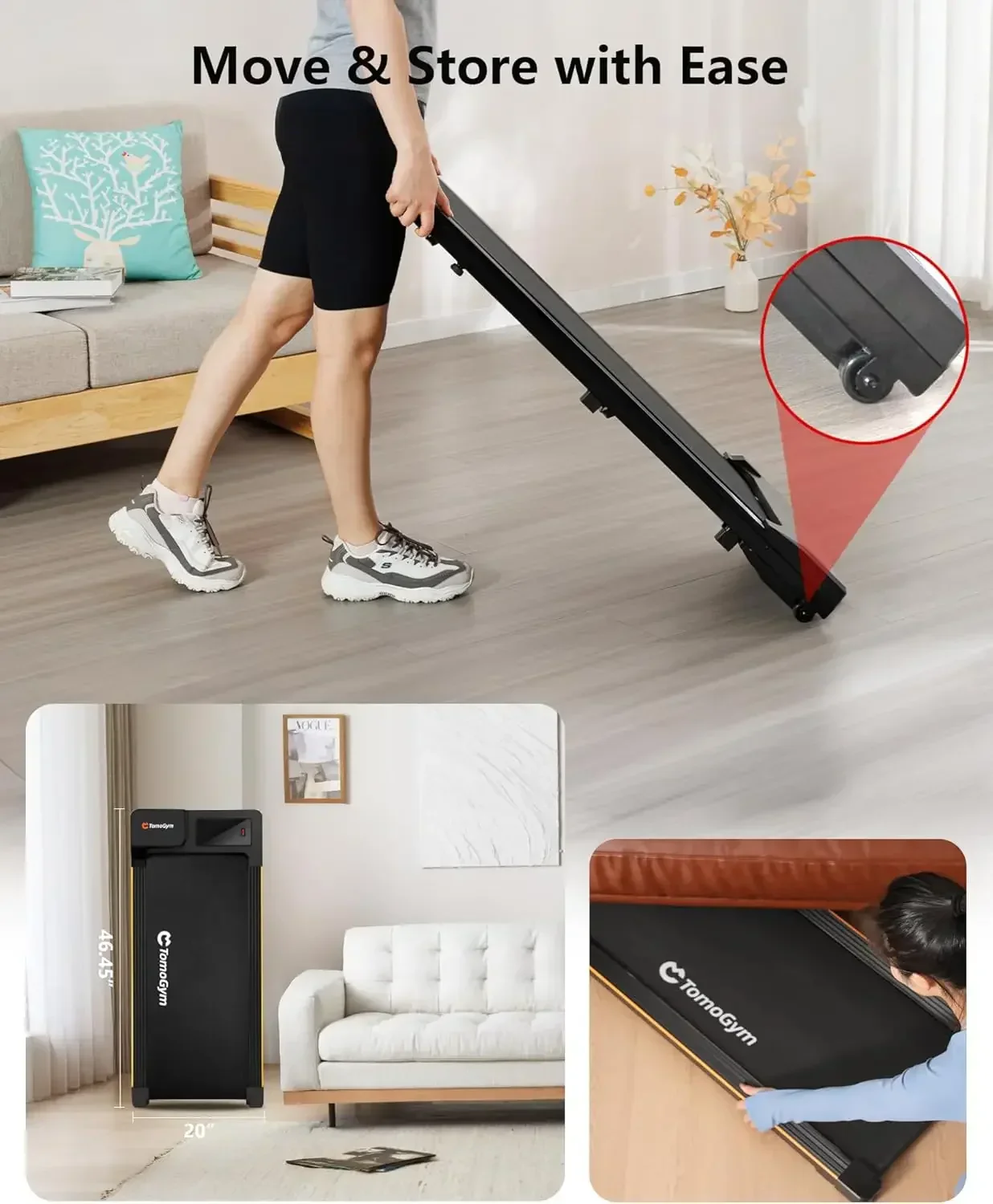 Under Desk Walking Pad Treadmill 2-in-1 Portable Quiet Jogging Machine Home Office - Image 6