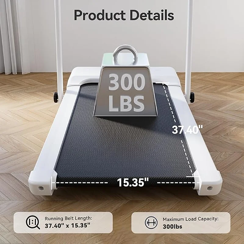 Under Desk Walking Pad Treadmill 9% Incline 37.4" Belt Foldable Home Office Gym - Image 5