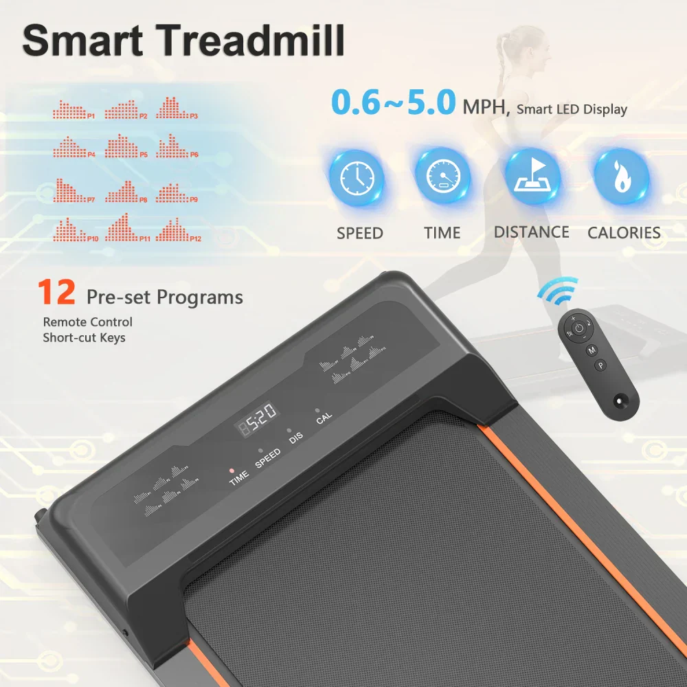 Under Desk Walking Pad Treadmill LED Display 5-Layer Shock Absorbing Home Office - Image 2
