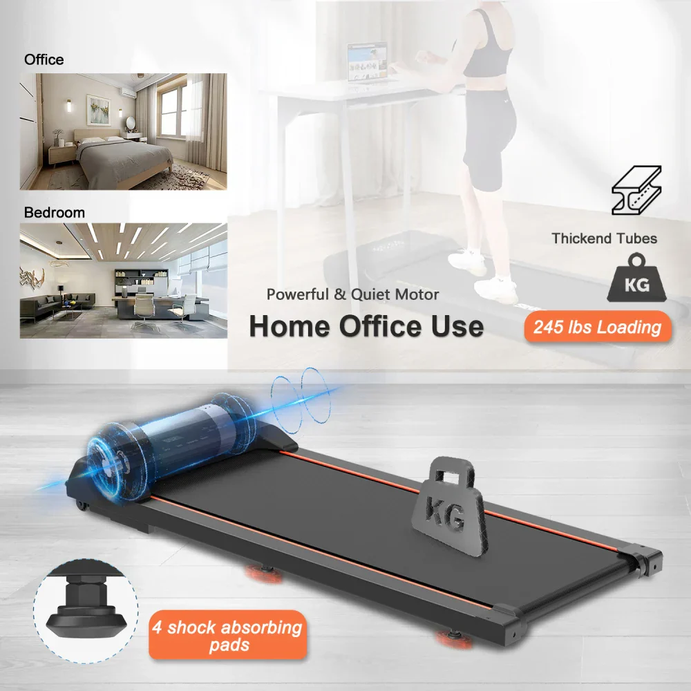Under Desk Walking Pad Treadmill LED Display 5-Layer Shock Absorbing Home Office - Image 3