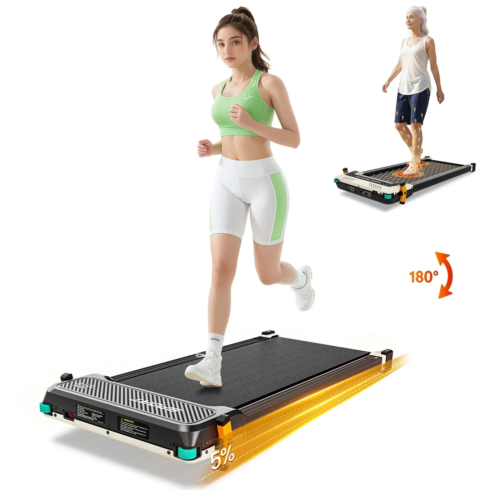 Under Desk Walking Pad Treadmill with Shiatsu Foot Massager Portable Home Office - Image 7