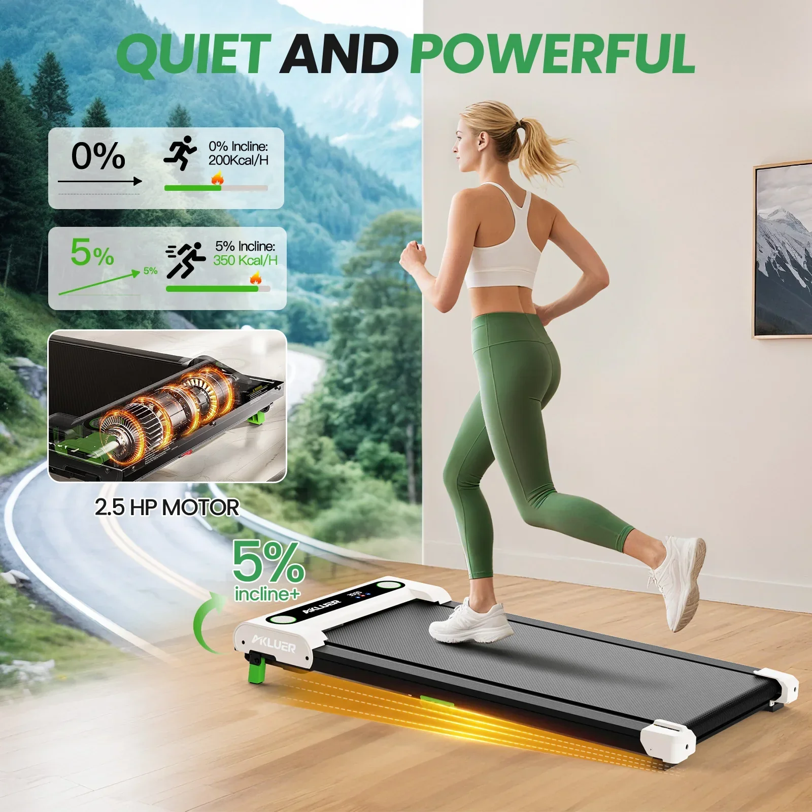 Under Desk Walking Treadmill 4-in-1 2.5HP Foldable Walking Pad Home Office LED - Image 3