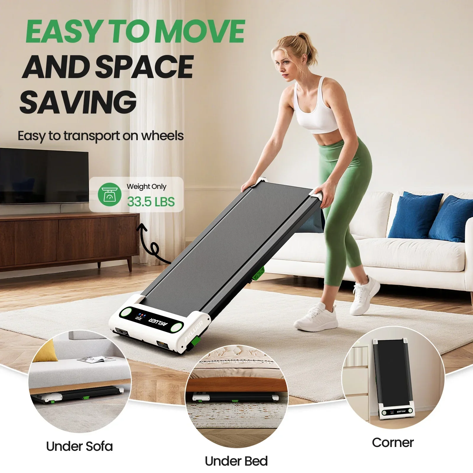 Under Desk Walking Treadmill 4-in-1 2.5HP Foldable Walking Pad Home Office LED - Image 5