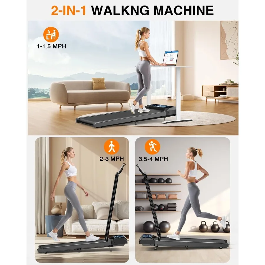 Under Desk Walking Treadmill Pad 8-Level Incline Removable Handle Compact Home - Image 4