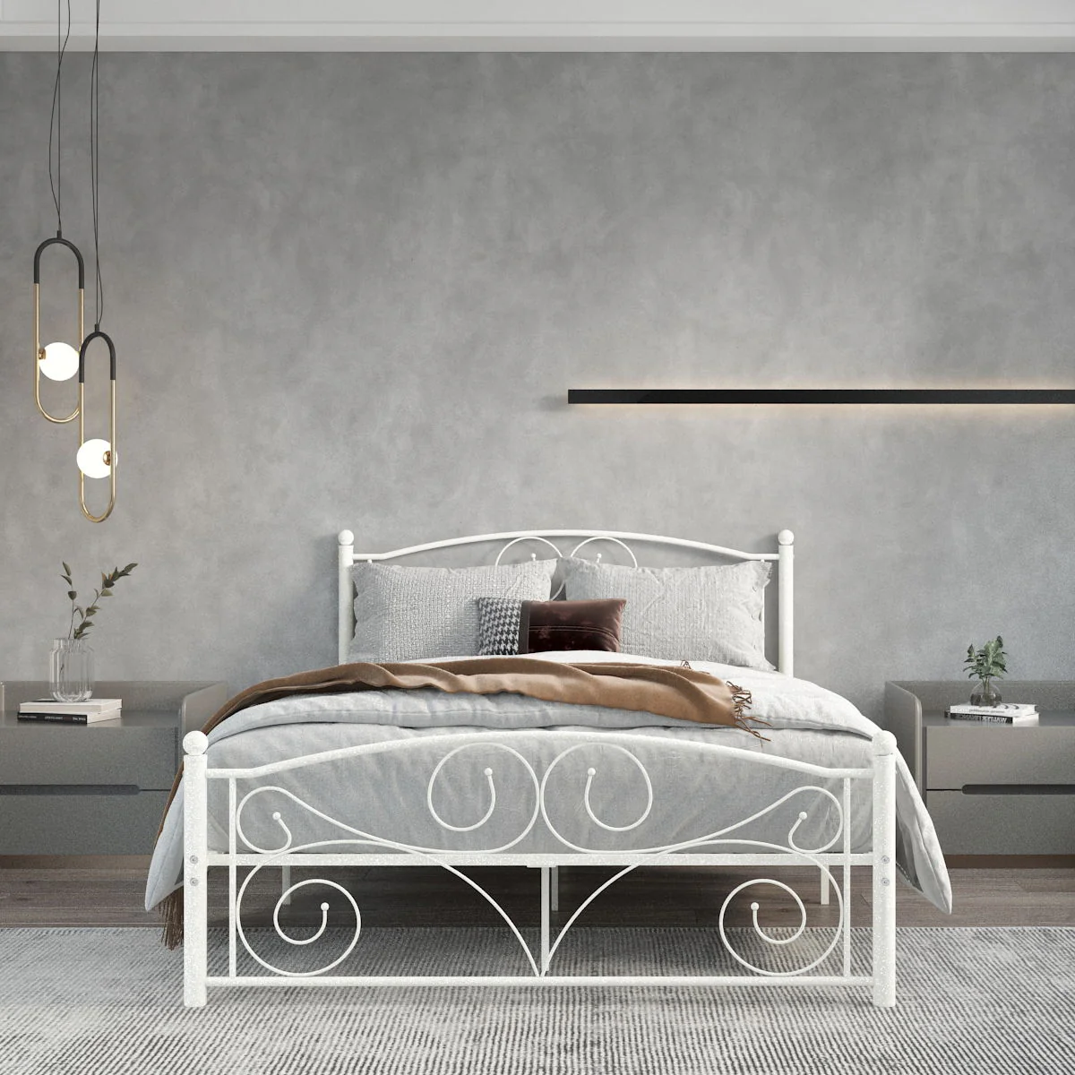 Unique Flower Sturdy System Metal Bed Frame With Headboard And Footboard - Image 3