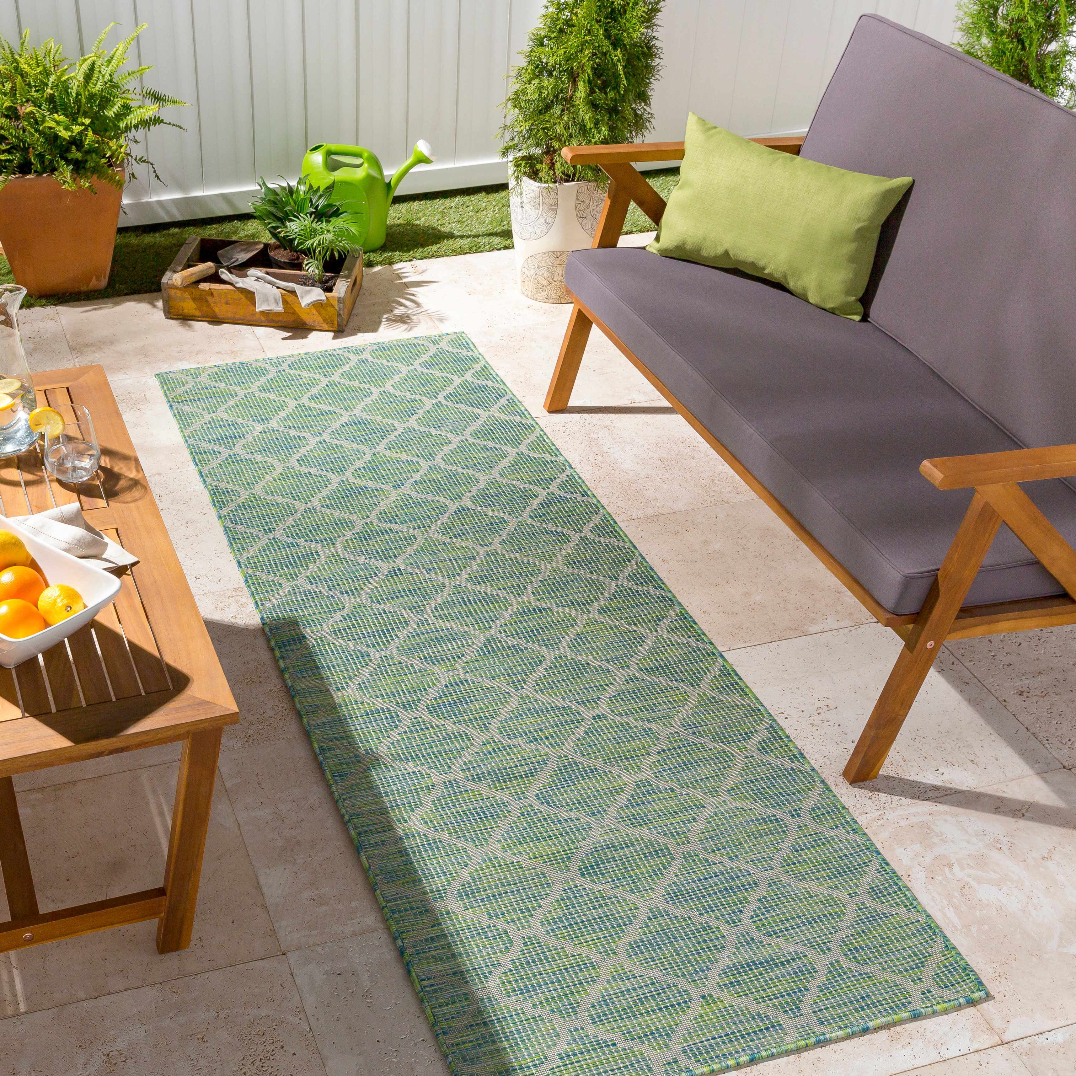 Unique Outdoor Trellis Area Rug, Lime Green - Clearance - Image 10
