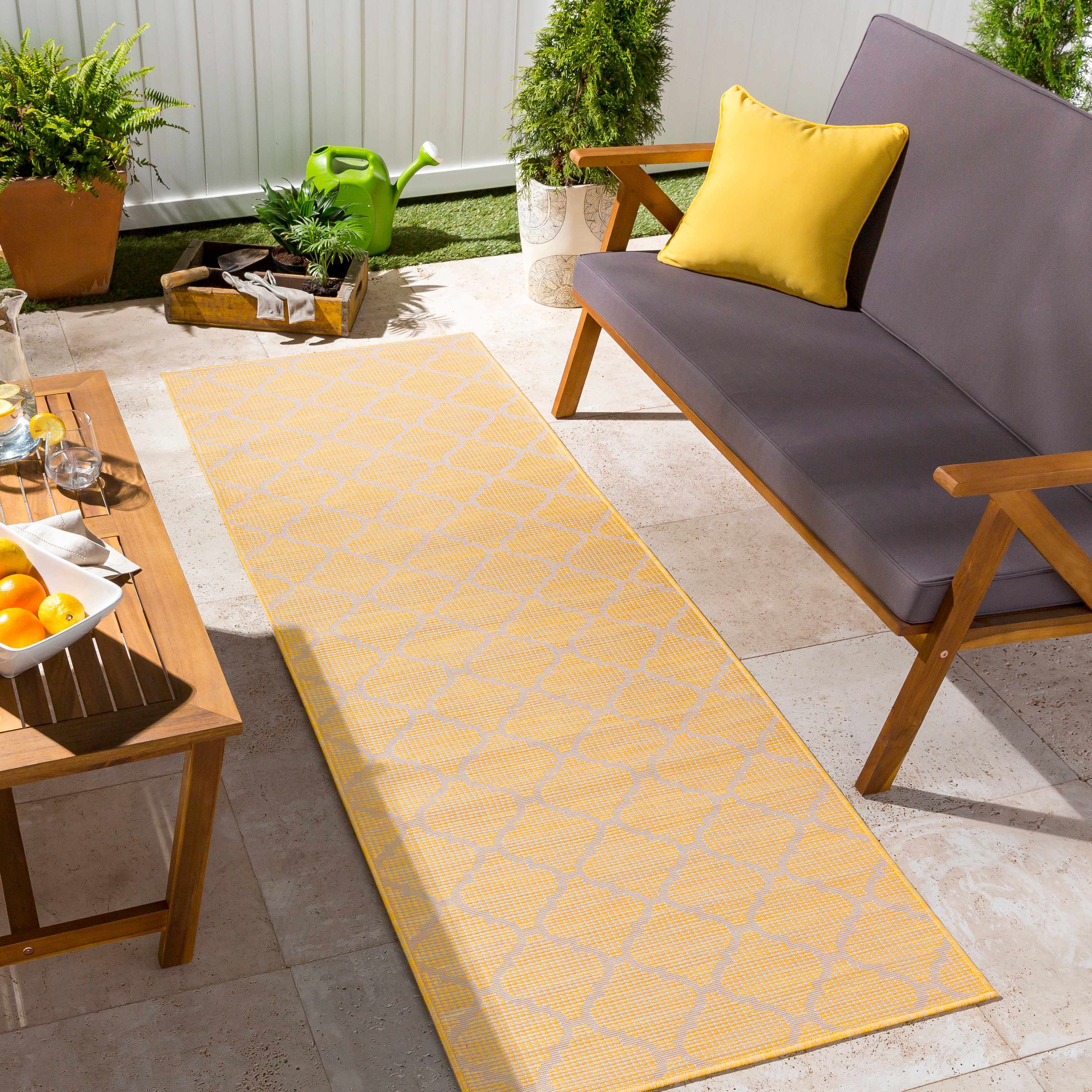 Unique Outdoor Trellis Area Rug, Mustard Yellow - Clearance - Image 10