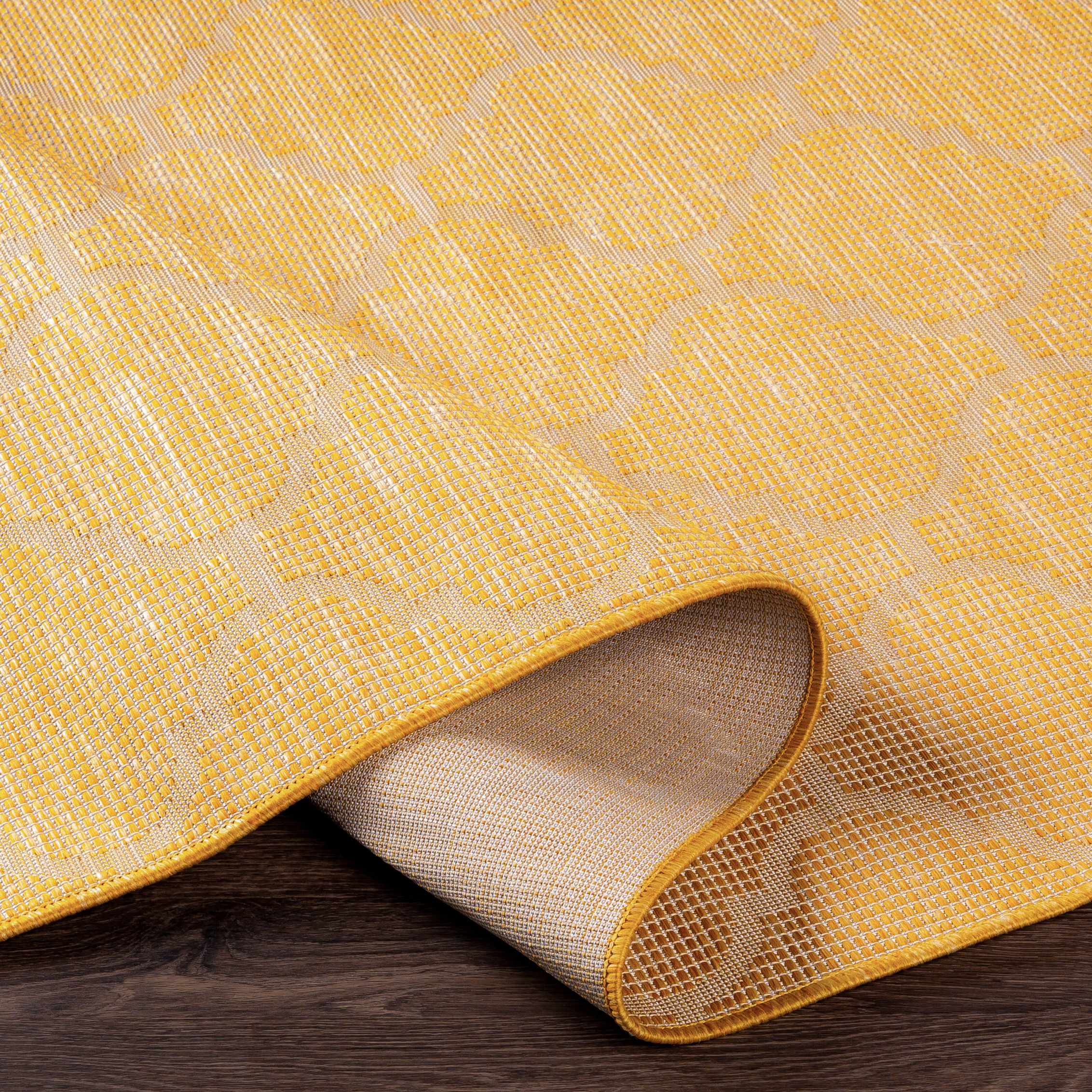 Unique Outdoor Trellis Area Rug, Mustard Yellow - Clearance - Image 5