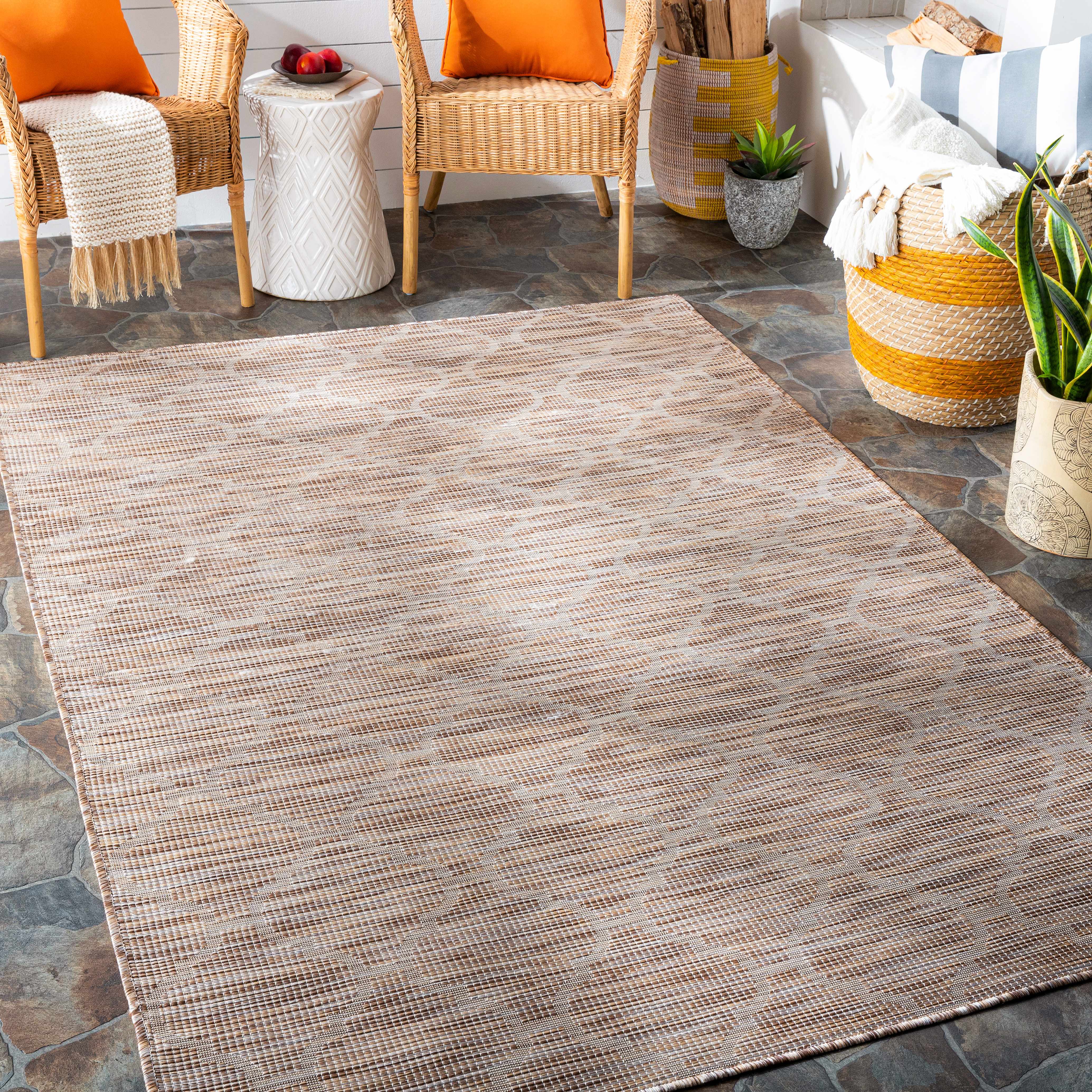 Unique Outdoor Trellis Area Rug, Peach - Clearance - Image 2