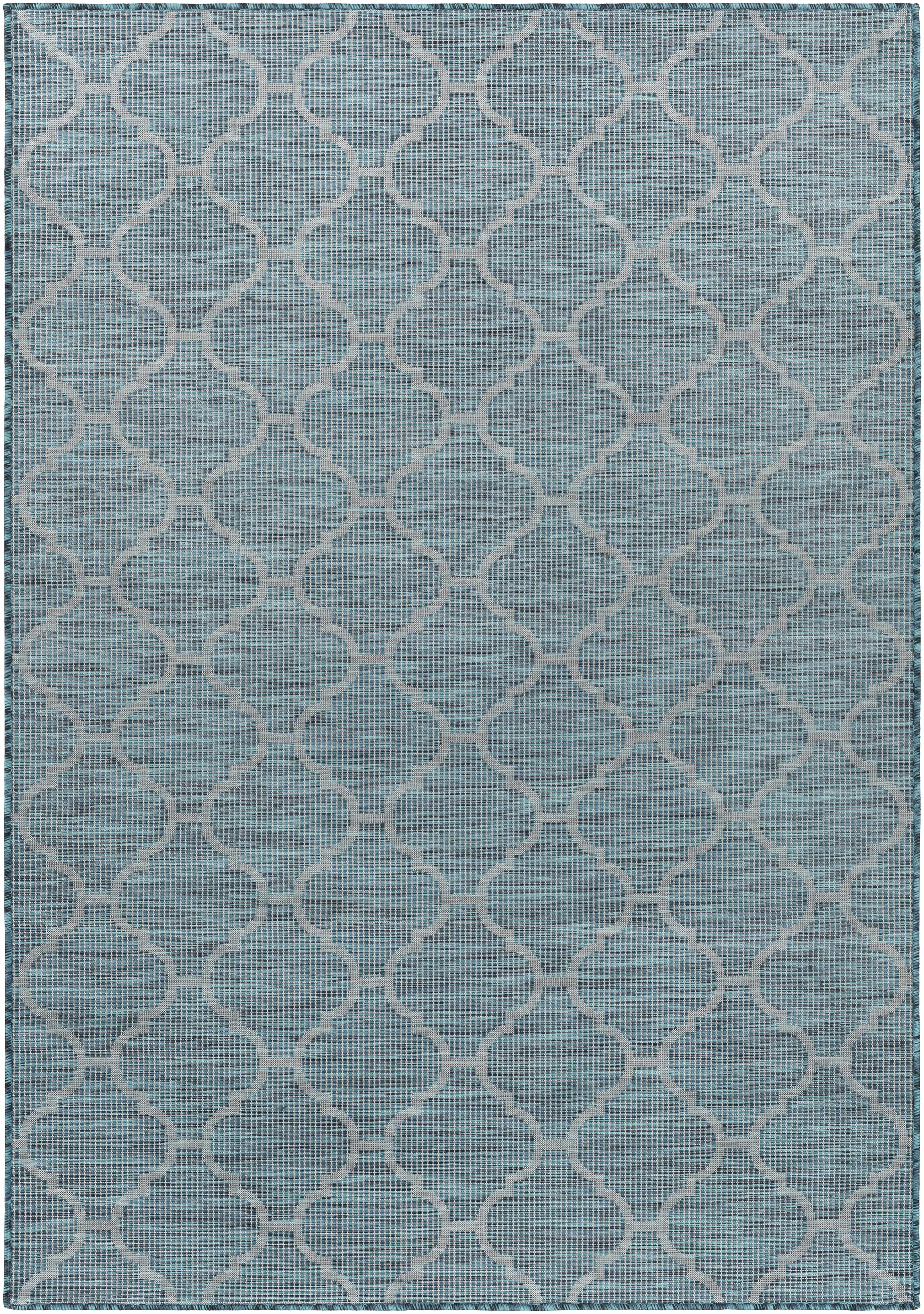 Unique Outdoor Trellis Area Rug, Teal - Clearance - Image 2