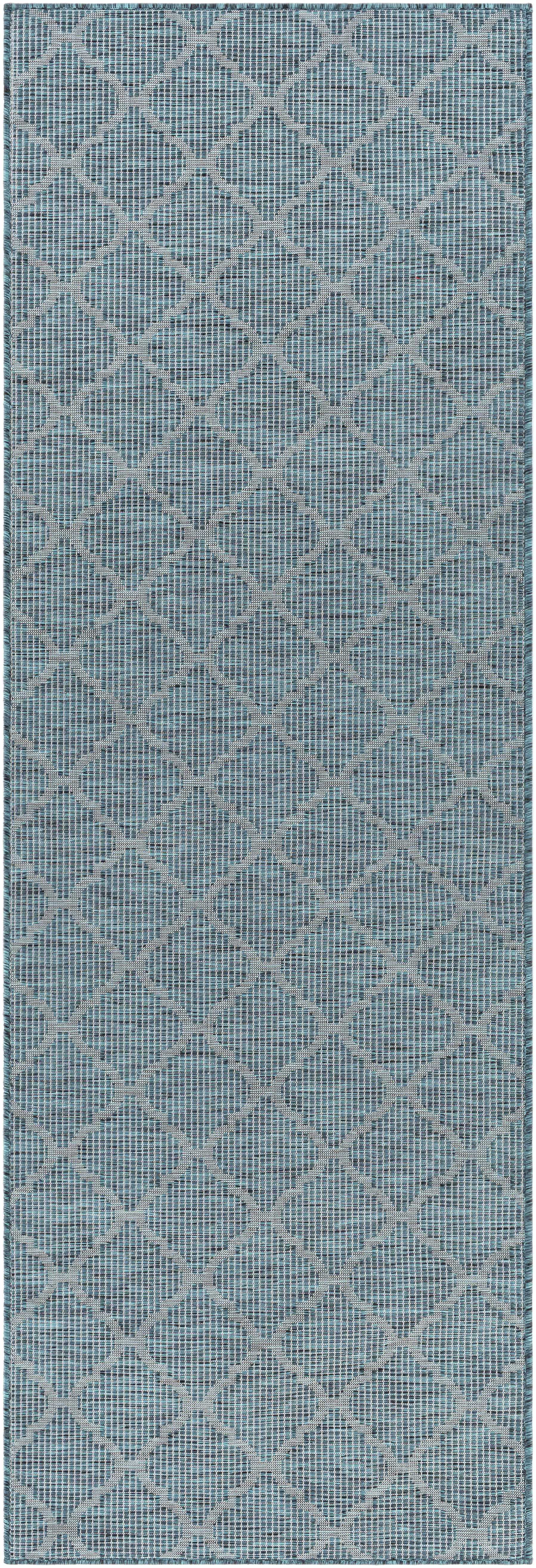 Unique Outdoor Trellis Area Rug, Teal - Clearance - Image 3