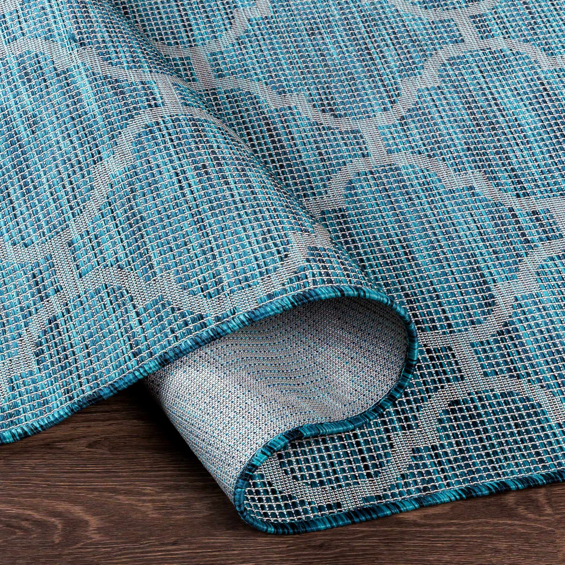 Unique Outdoor Trellis Area Rug, Teal - Clearance - Image 6