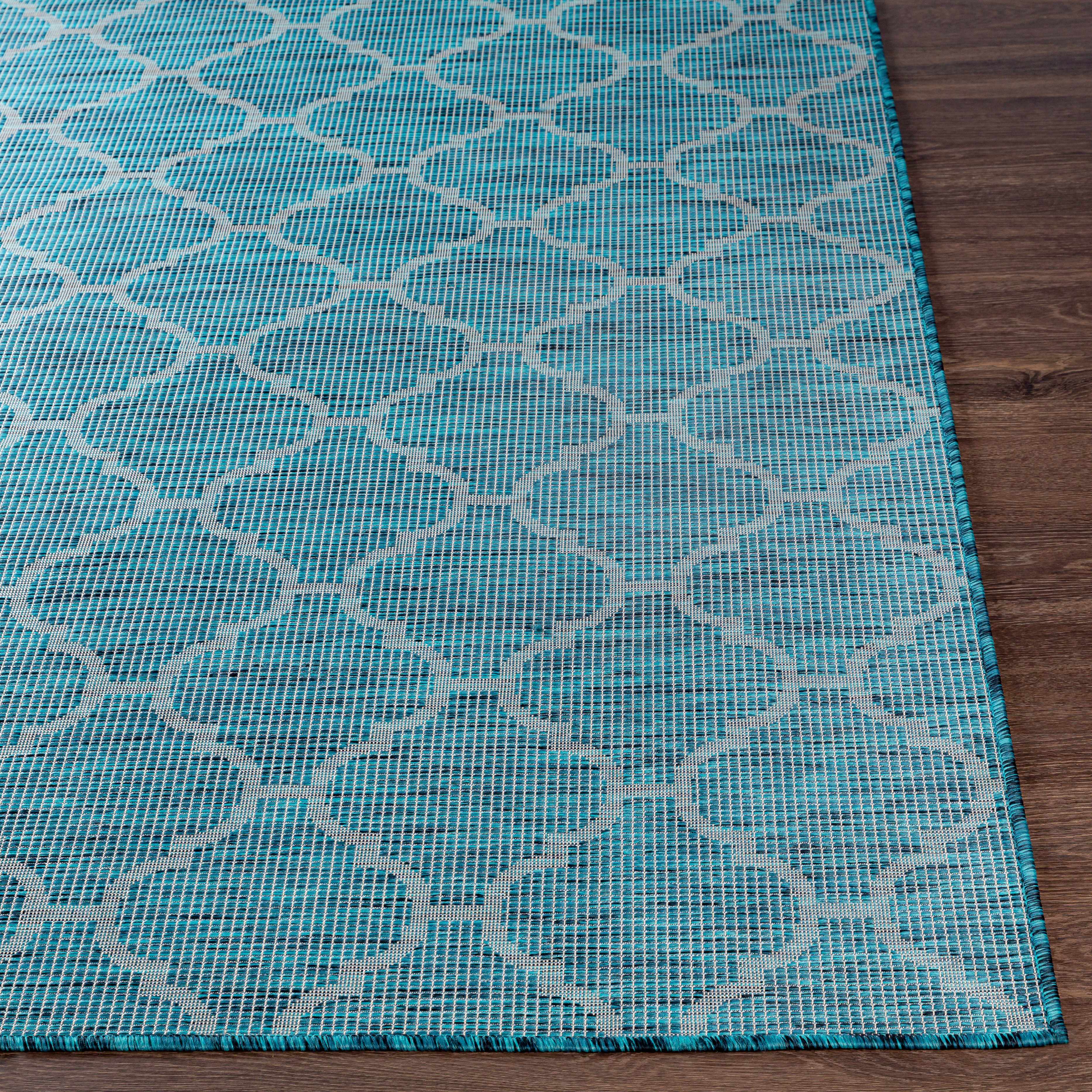 Unique Outdoor Trellis Area Rug, Teal - Clearance - Image 8
