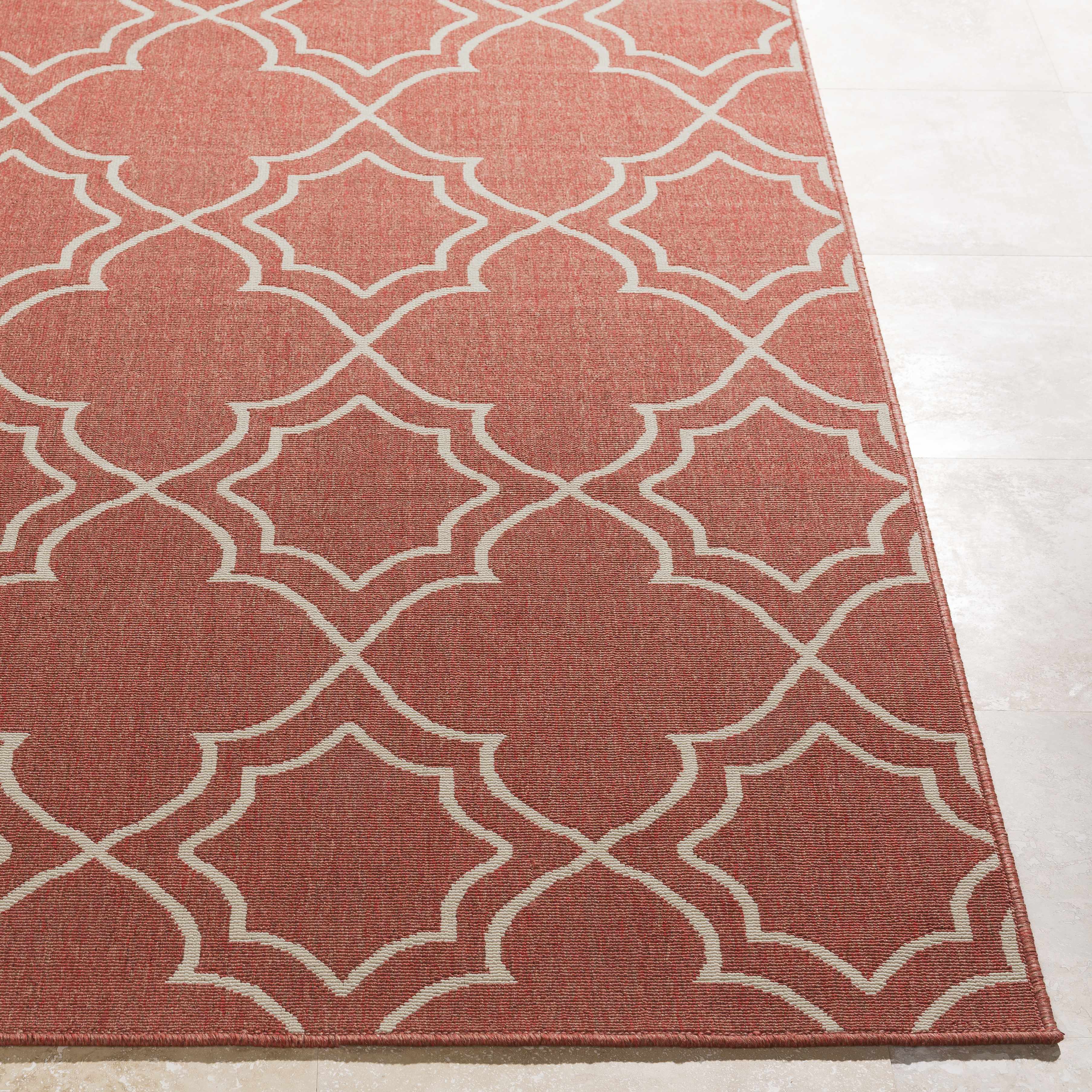 Unique Rust Red Lattice Trellis Outdoor Rug - Clearance - Image 10