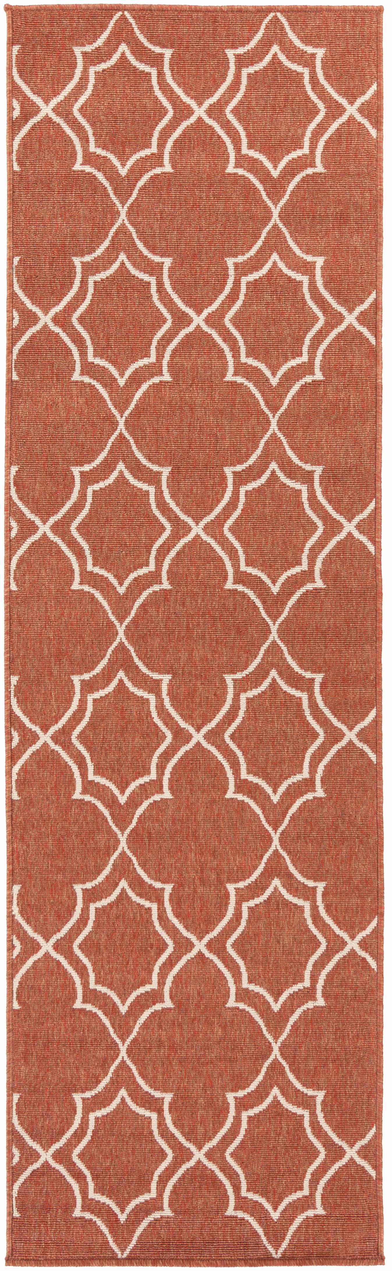 Unique Rust Red Lattice Trellis Outdoor Rug - Clearance - Image 11