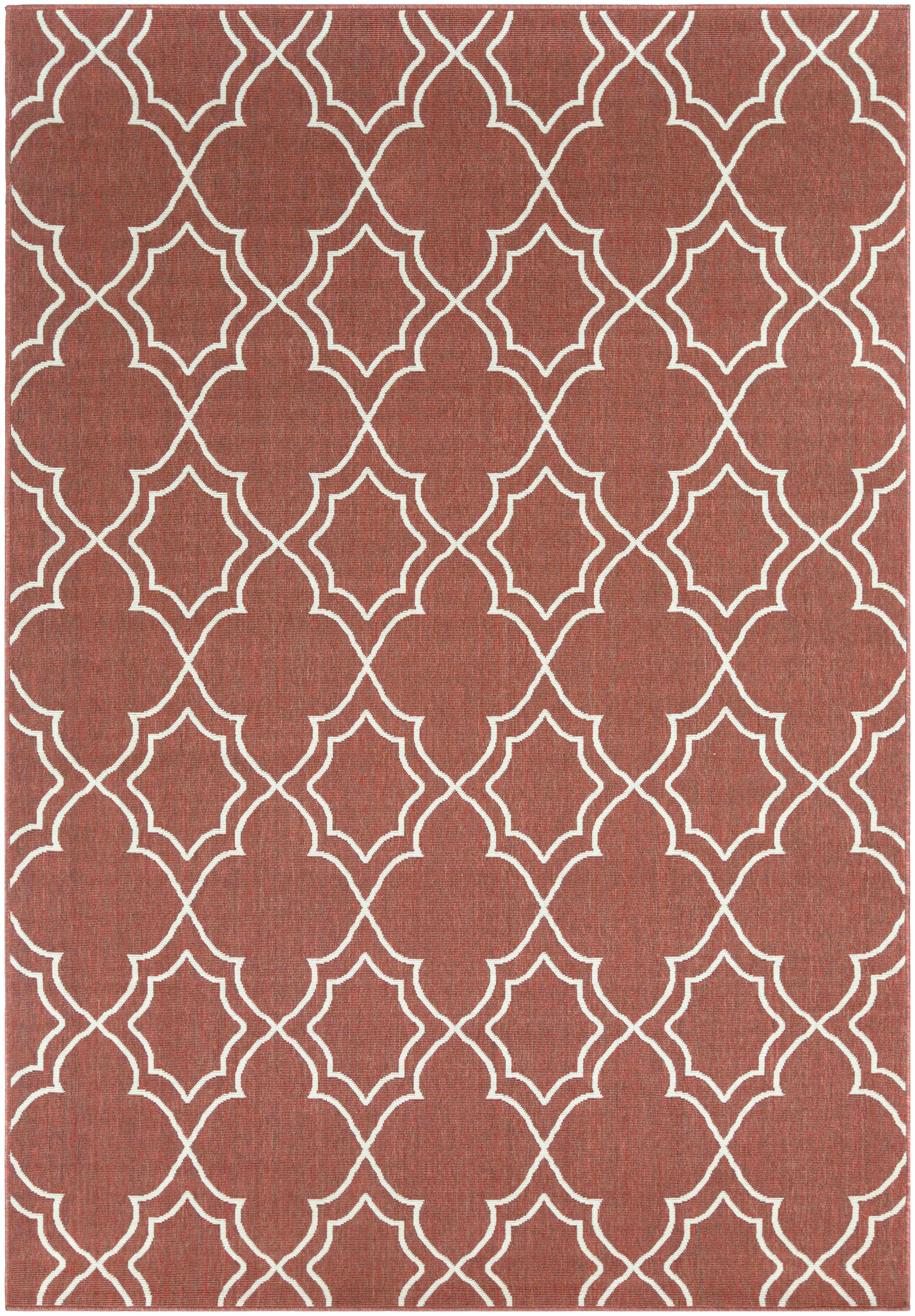 Unique Rust Red Lattice Trellis Outdoor Rug - Clearance - Image 13