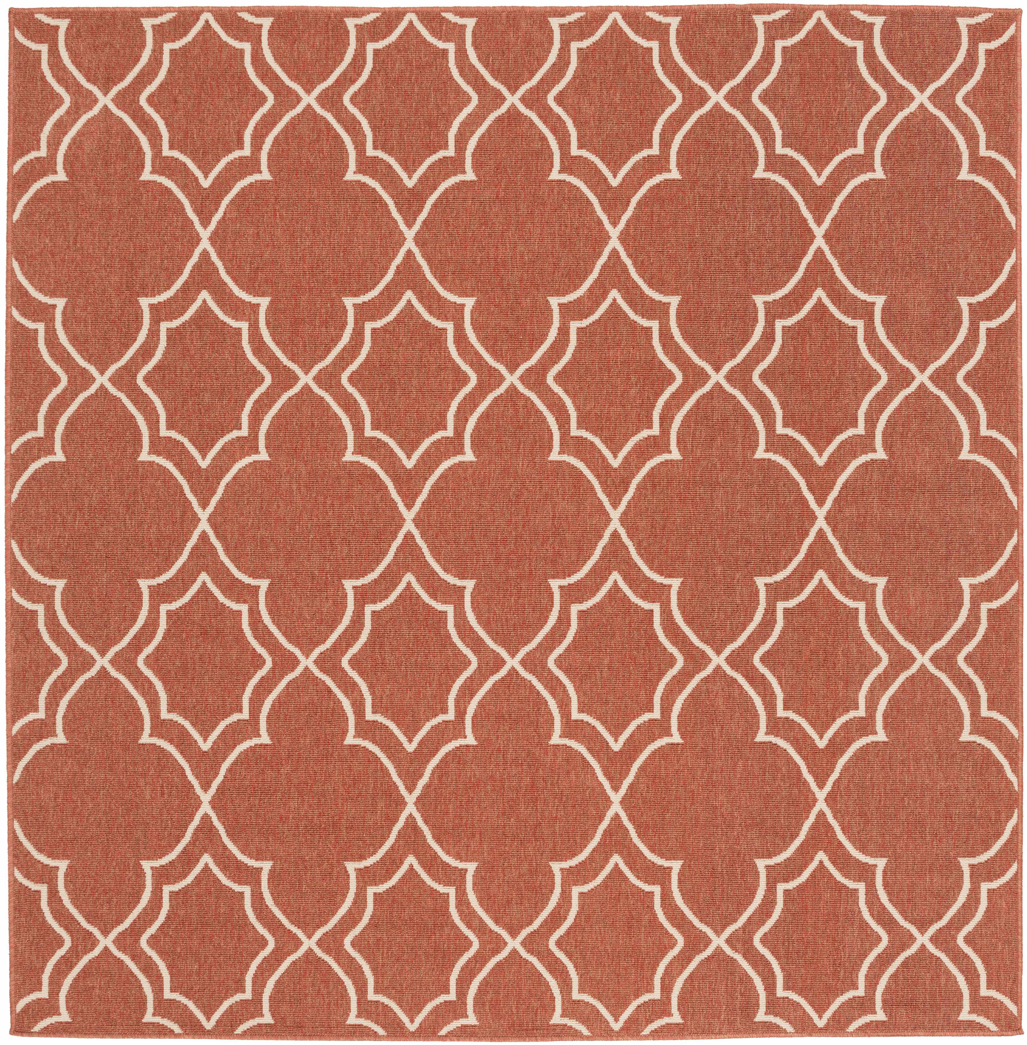 Unique Rust Red Lattice Trellis Outdoor Rug - Clearance - Image 3