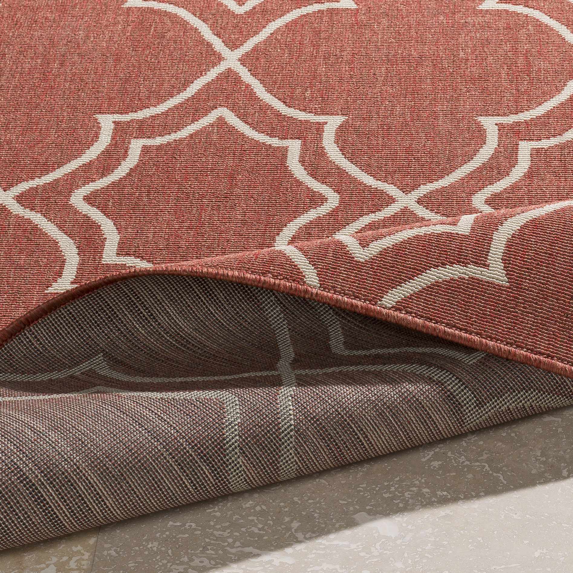 Unique Rust Red Lattice Trellis Outdoor Rug - Clearance - Image 7
