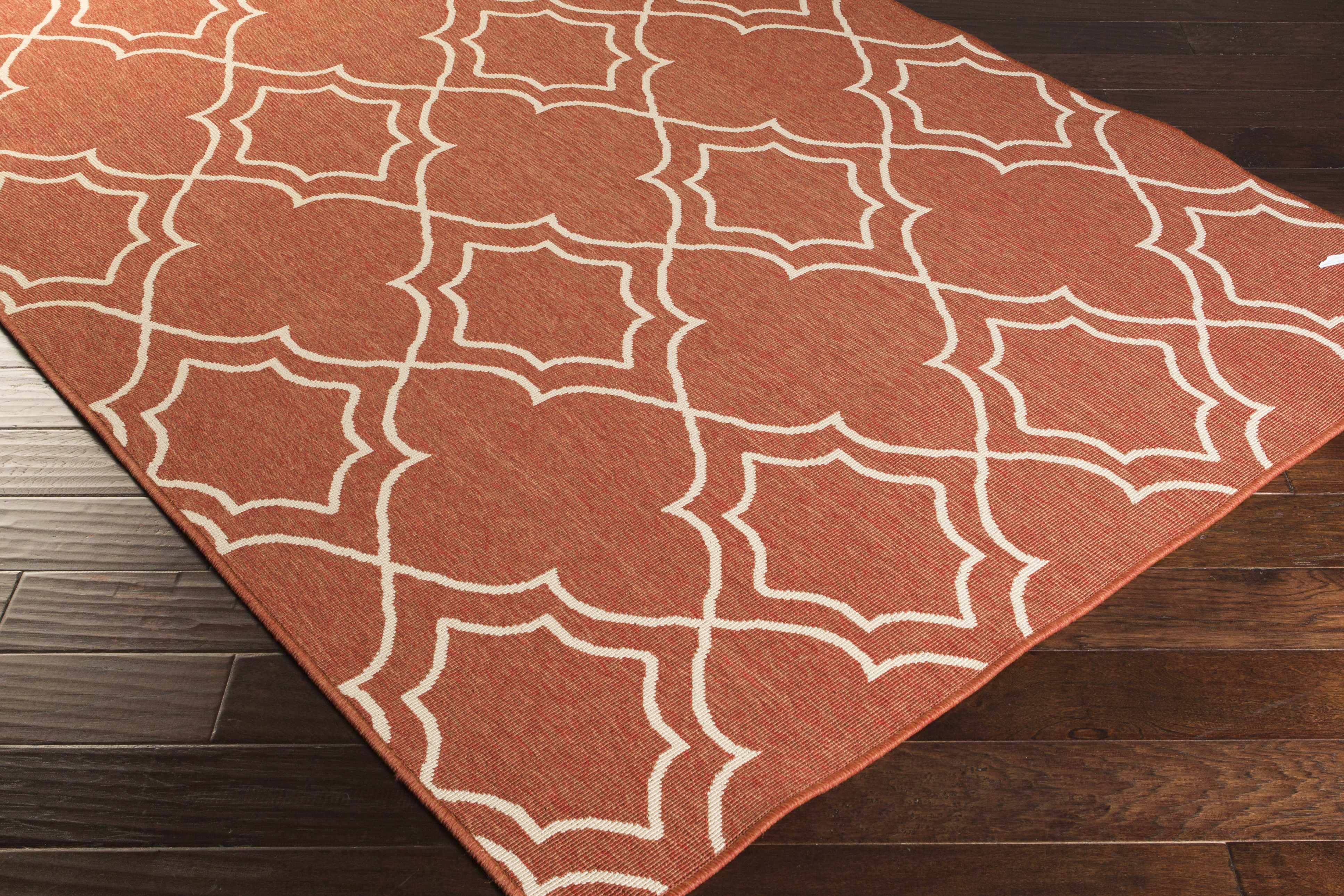 Unique Rust Red Lattice Trellis Outdoor Rug - Clearance - Image 8