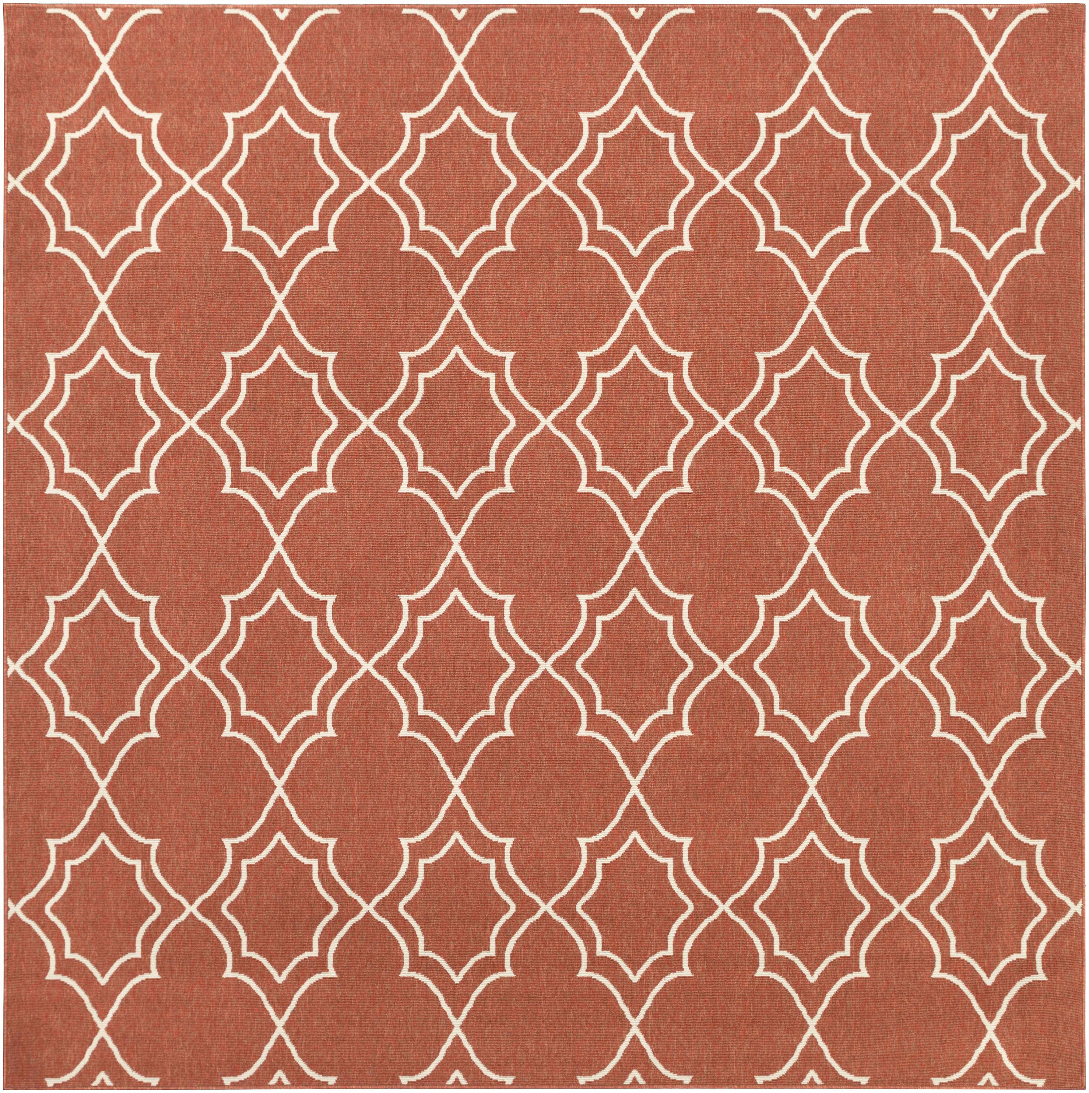 Unique Rust Red Lattice Trellis Outdoor Rug - Clearance - Image 9
